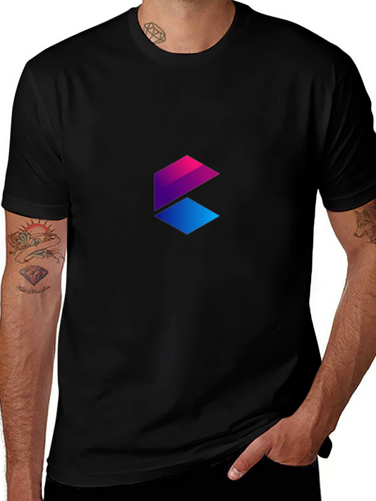 Gradient Geometric Logo Black T-Shirt