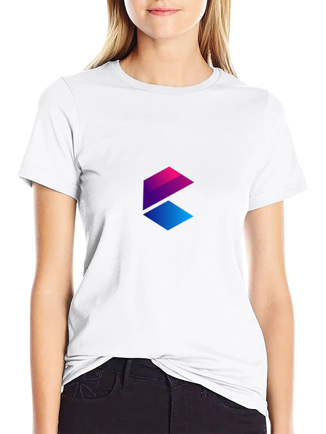 Gradient Geometric Logo Black T-Shirt