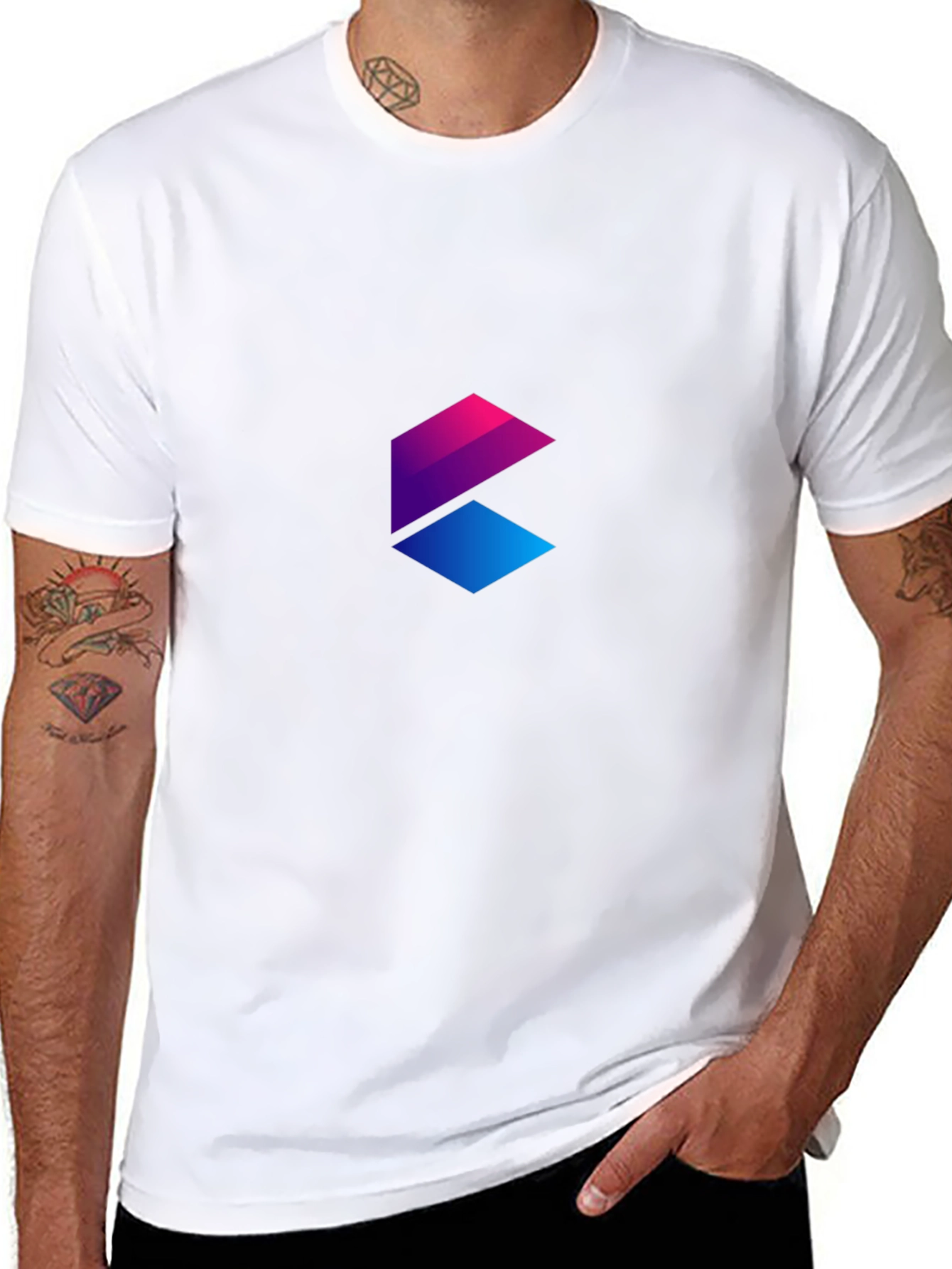 Gradient Geometric Logo Black T-Shirt