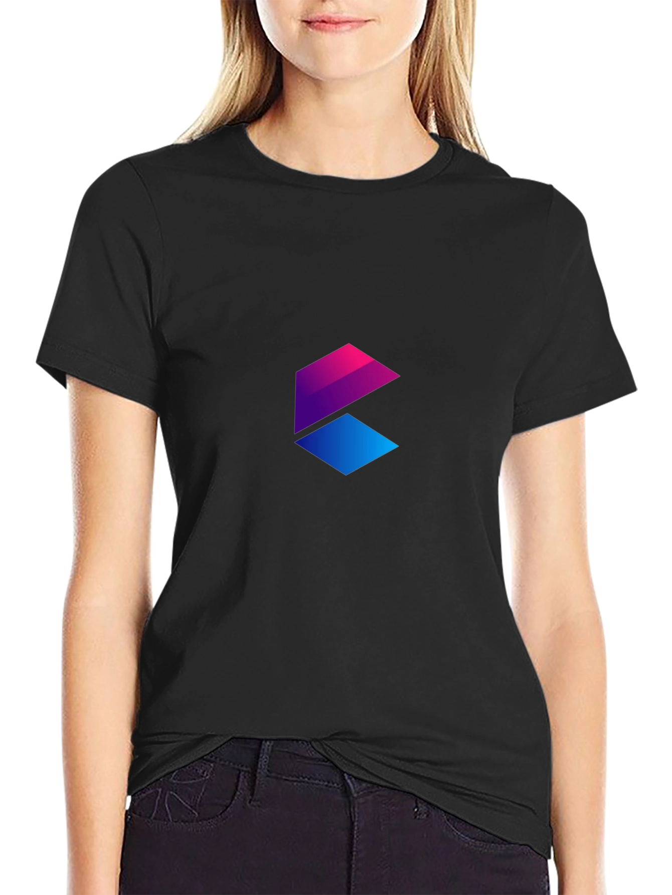 Gradient Geometric Logo Black T-Shirt