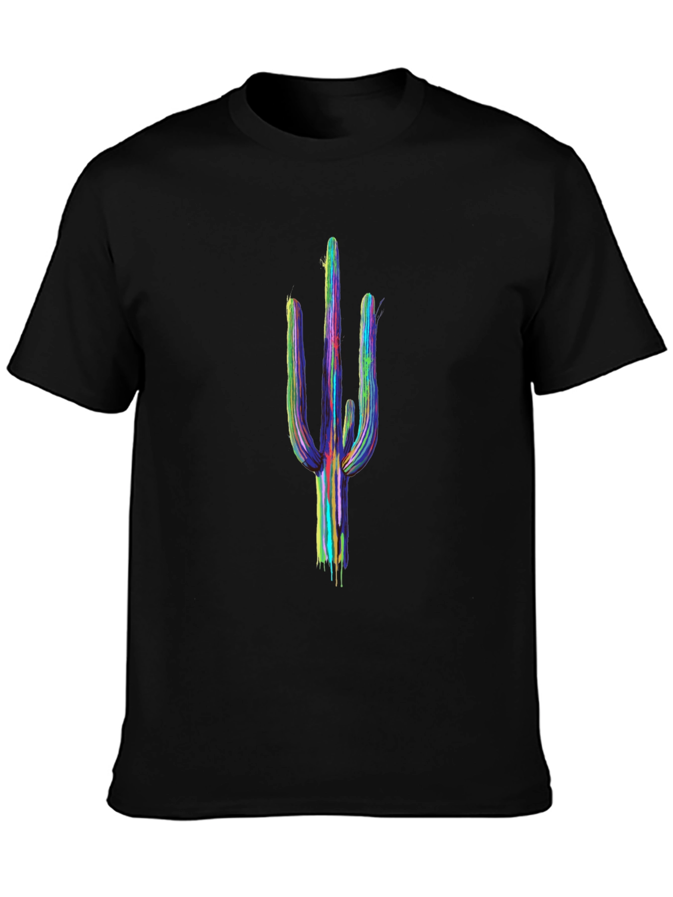 Cactus Art Mens Black T-Shirt