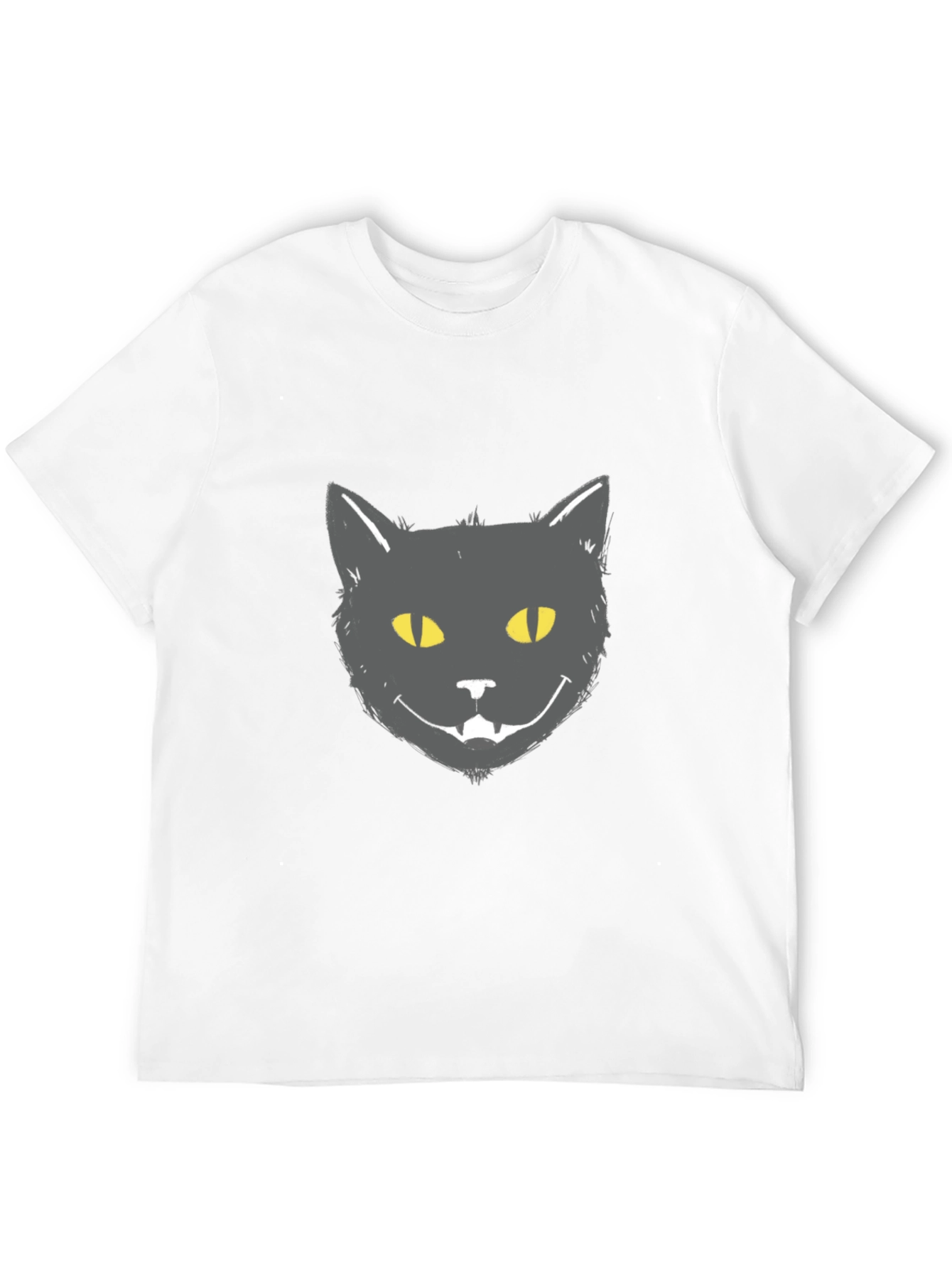 Black Cat Face Graphic Tee - Mens Casual T-Shirt