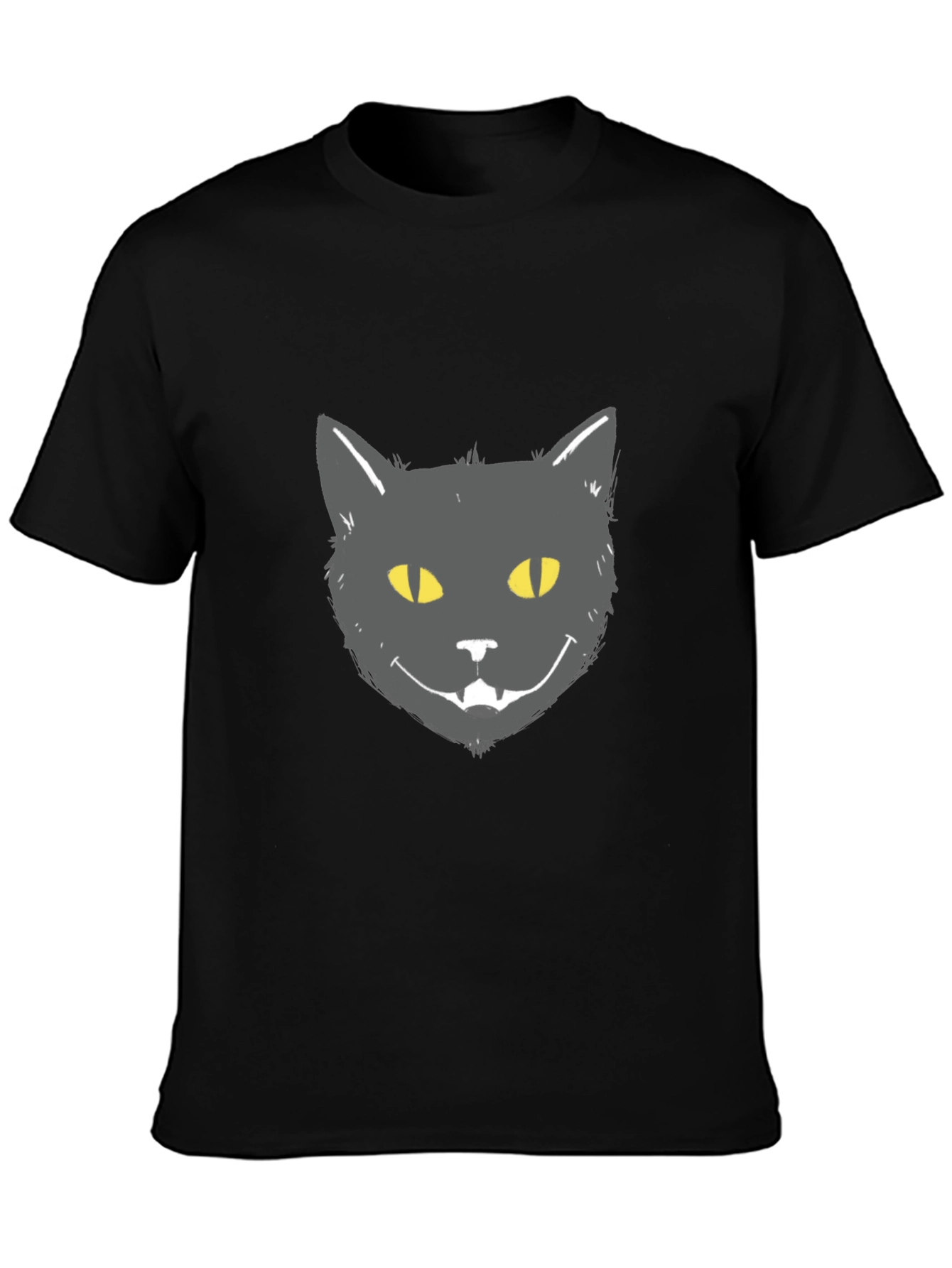 Black Cat Face Graphic Tee - Mens Casual T-Shirt