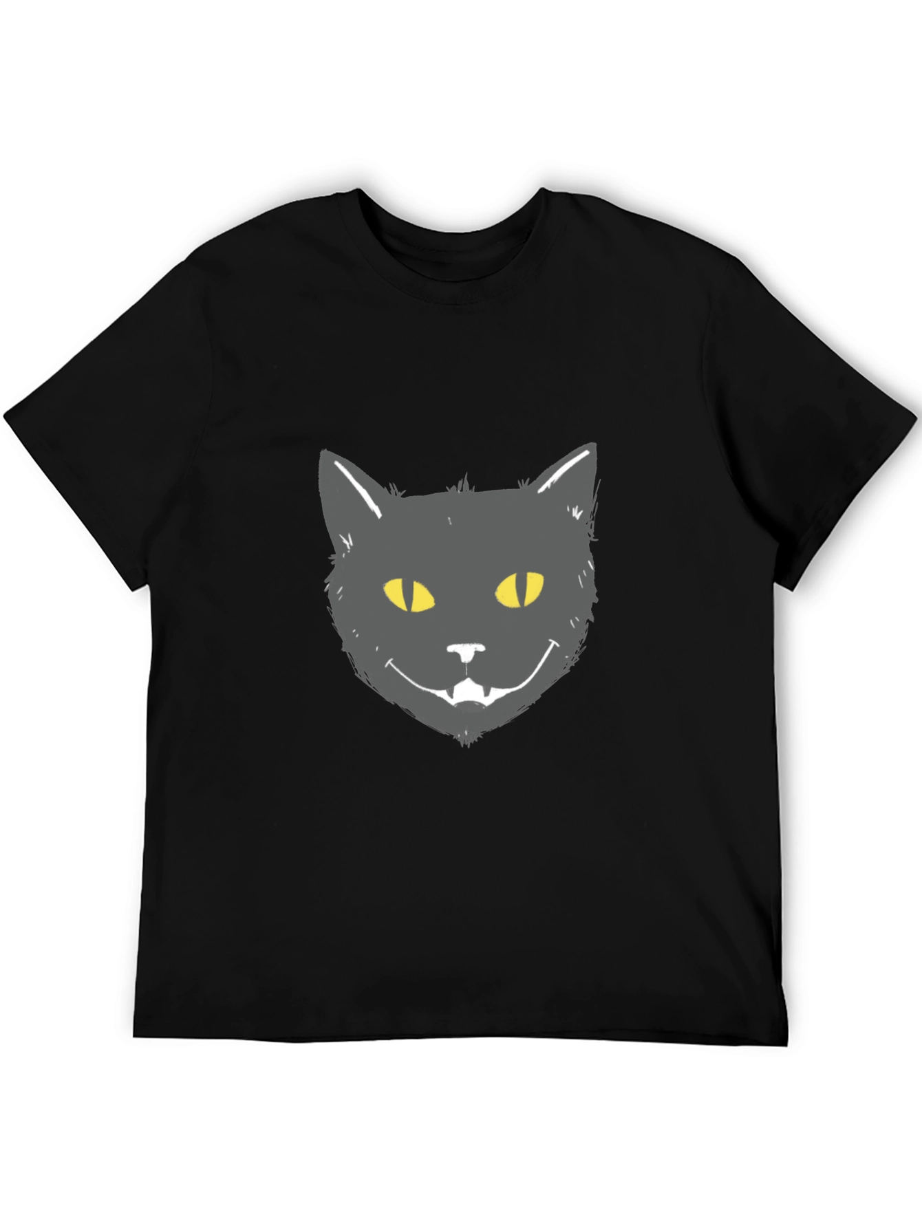 Black Cat Face Graphic Tee - Mens Casual T-Shirt