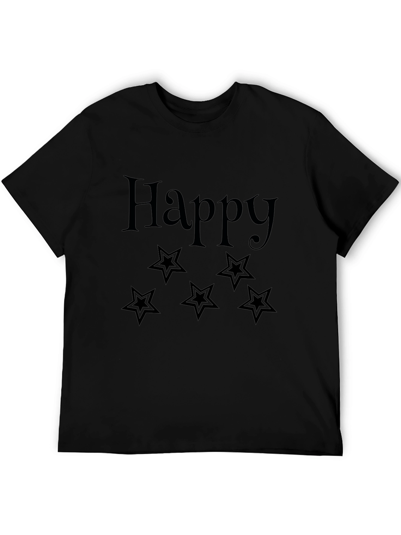 Happy Star Graphic Tee - Black Unisex T-Shirt