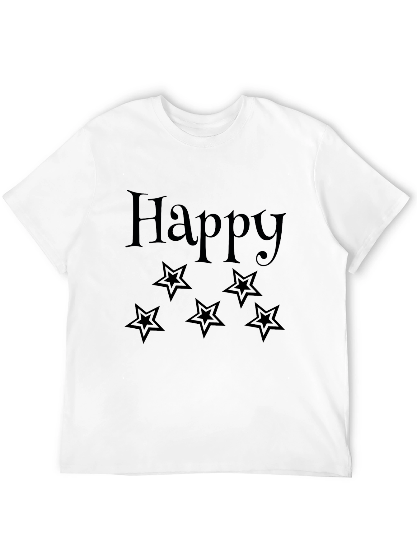 Happy Star Graphic Tee - Black Unisex T-Shirt
