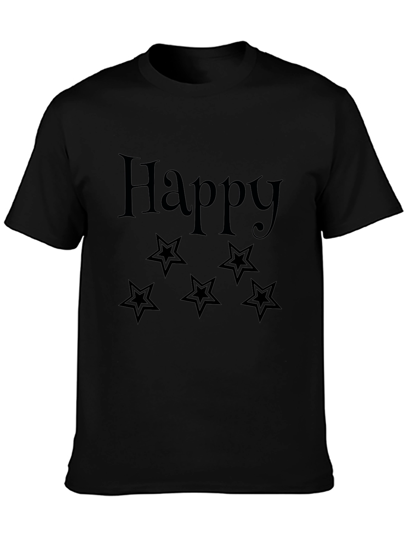 Happy Star Graphic Tee - Black Unisex T-Shirt