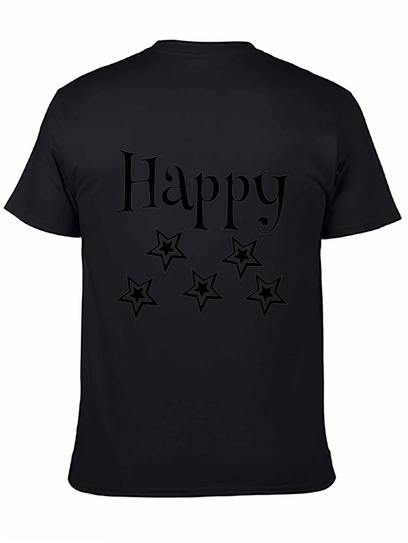 Happy Star Graphic Tee - Black Unisex T-Shirt