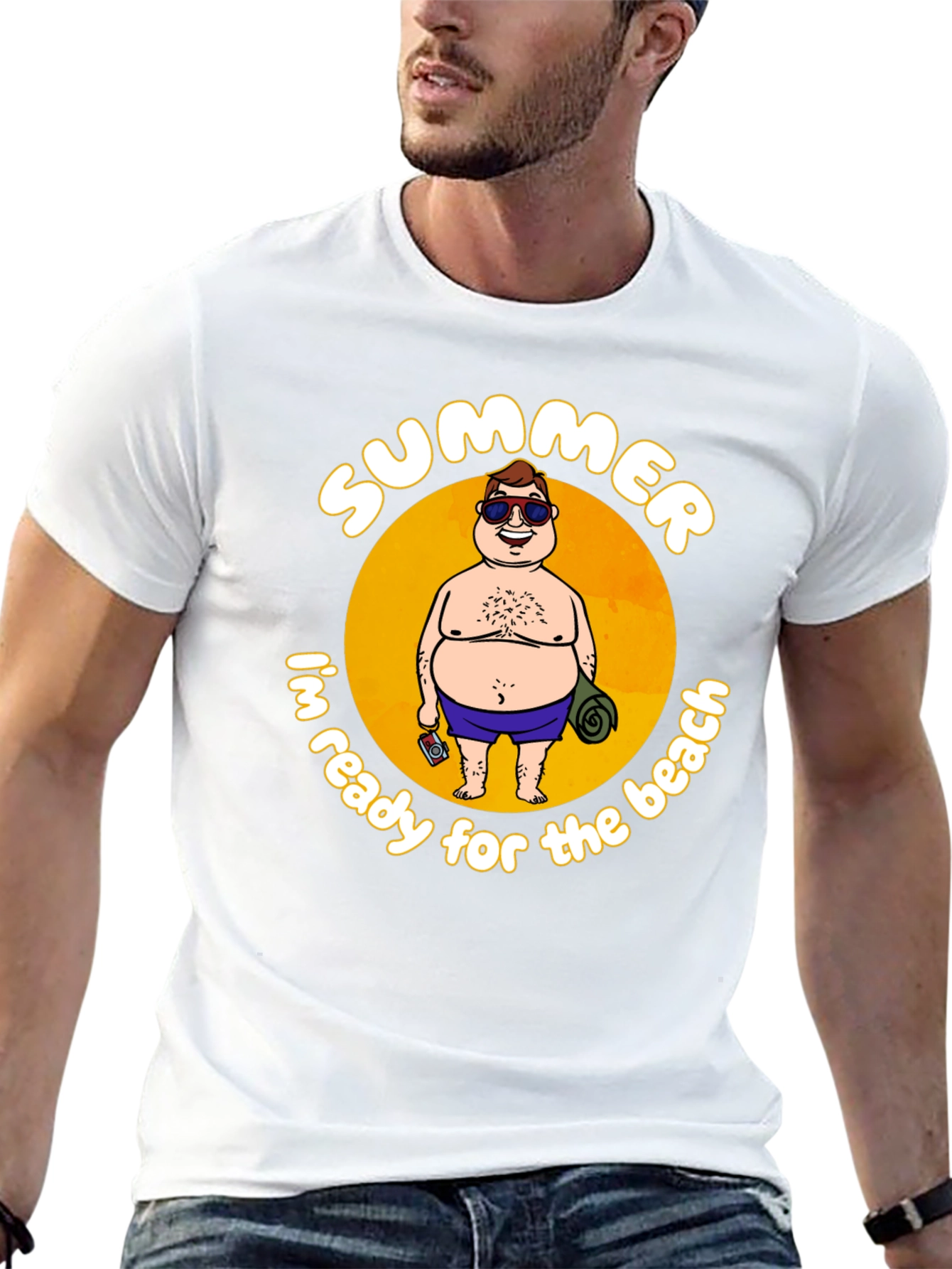 Summer Beach Ready Graphic T-Shirt - Black