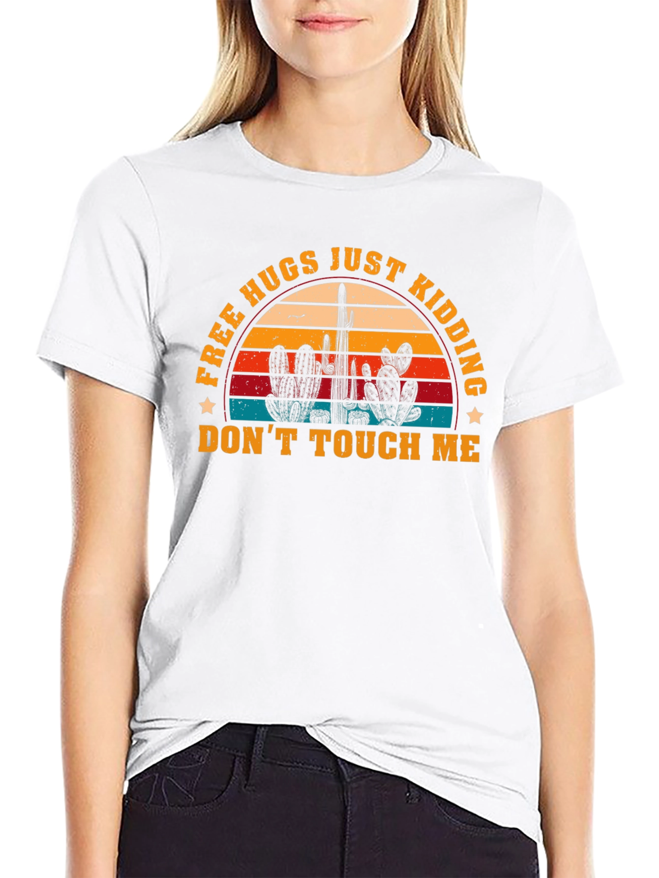Free Hugs Just Kidding Dont Touch Me Graphic T-Shirt