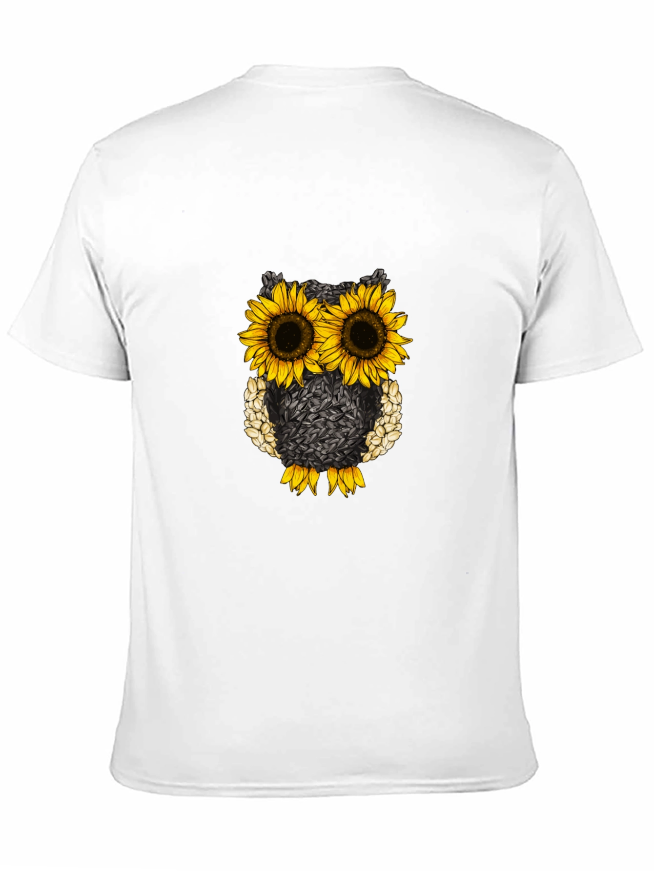Sunflower Owl Graphic Tee - Black Cotton Blend