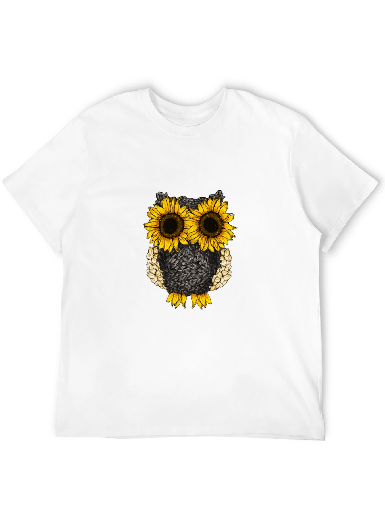 Sunflower Owl Graphic Tee - Black Cotton Blend
