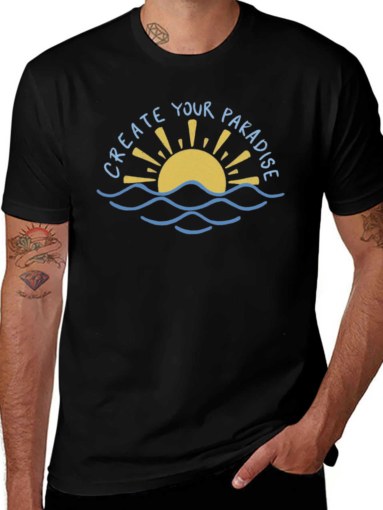 Create Your Paradise Graphic Tee - Black