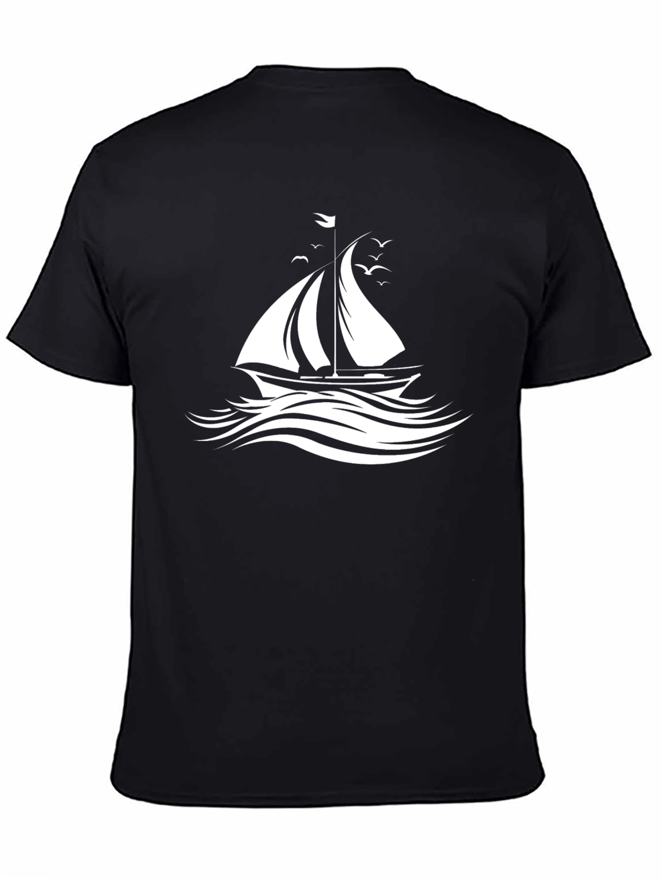 Sailboat Graphic Tee - Black Cotton Comfort
