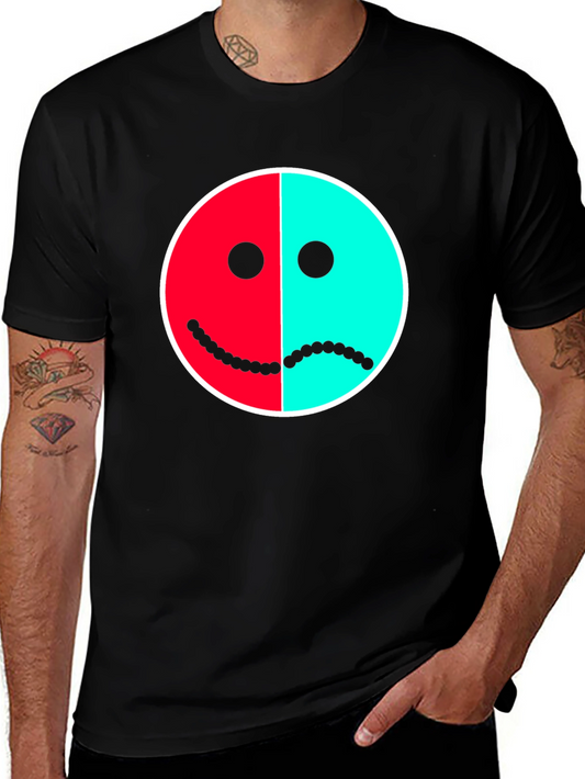 Two-Faced Graphic Tee - Happy Sad Face