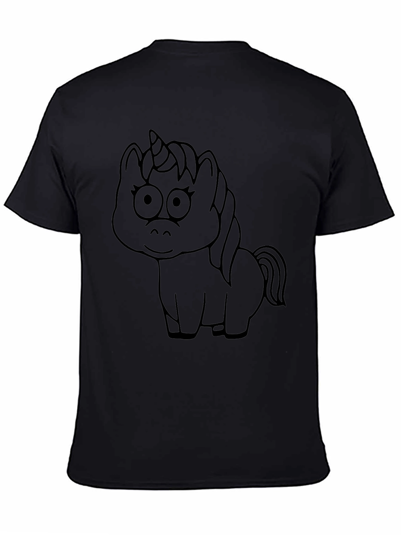 Unicorn Outline Graphic Tee - Black