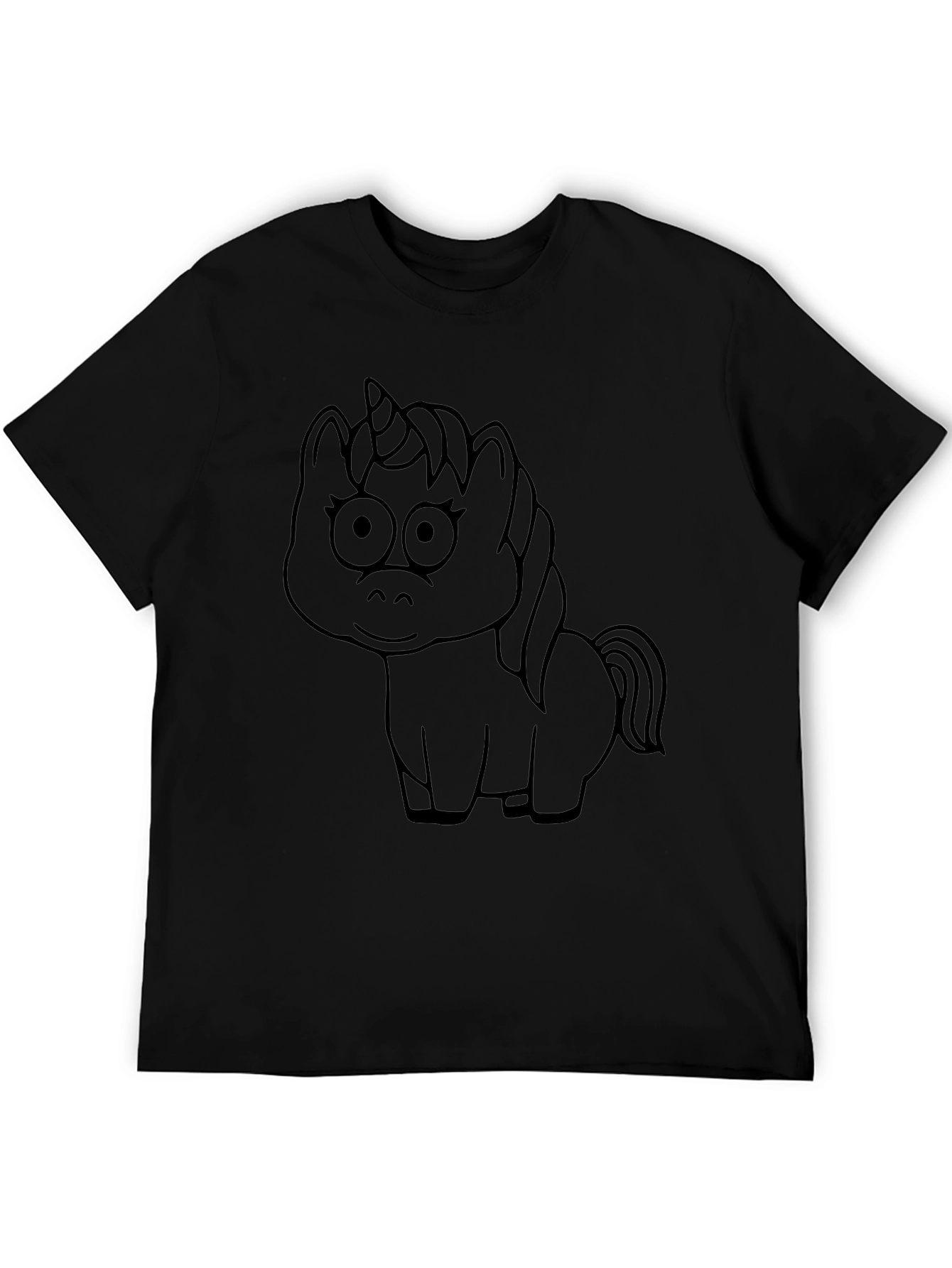 Unicorn Outline Graphic Tee - Black