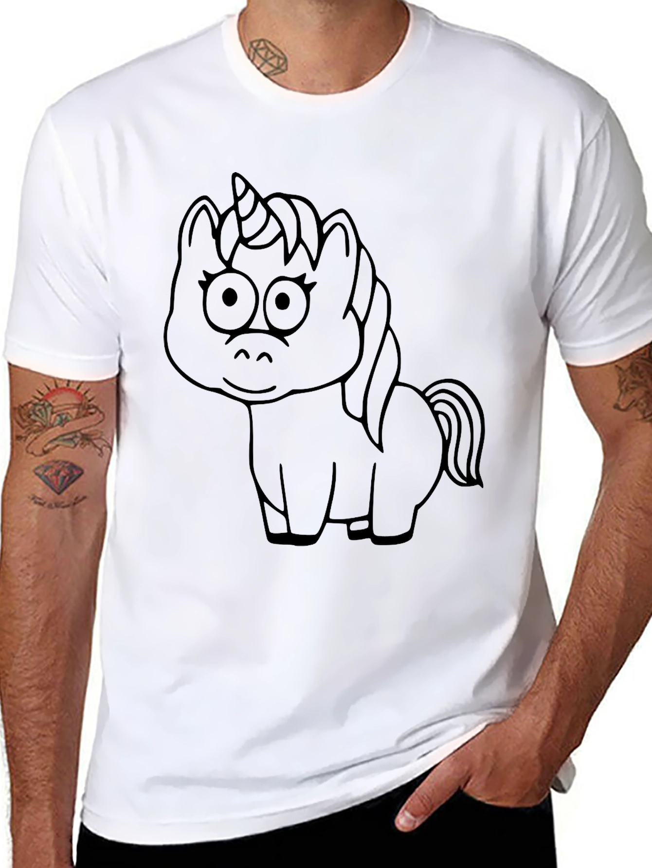 Unicorn Outline Graphic Tee - Black