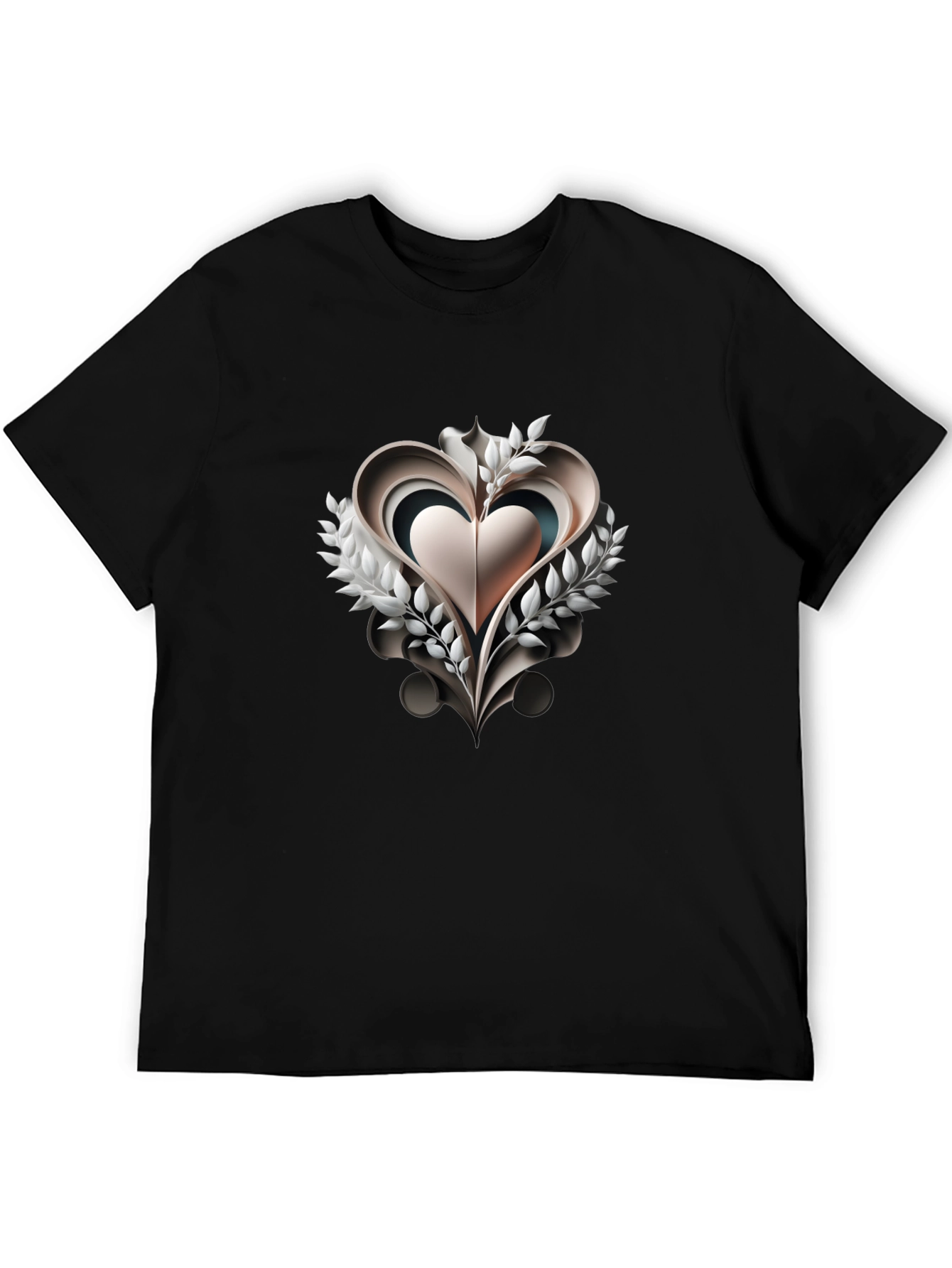 Abstract Heart Graphic Black T-Shirt