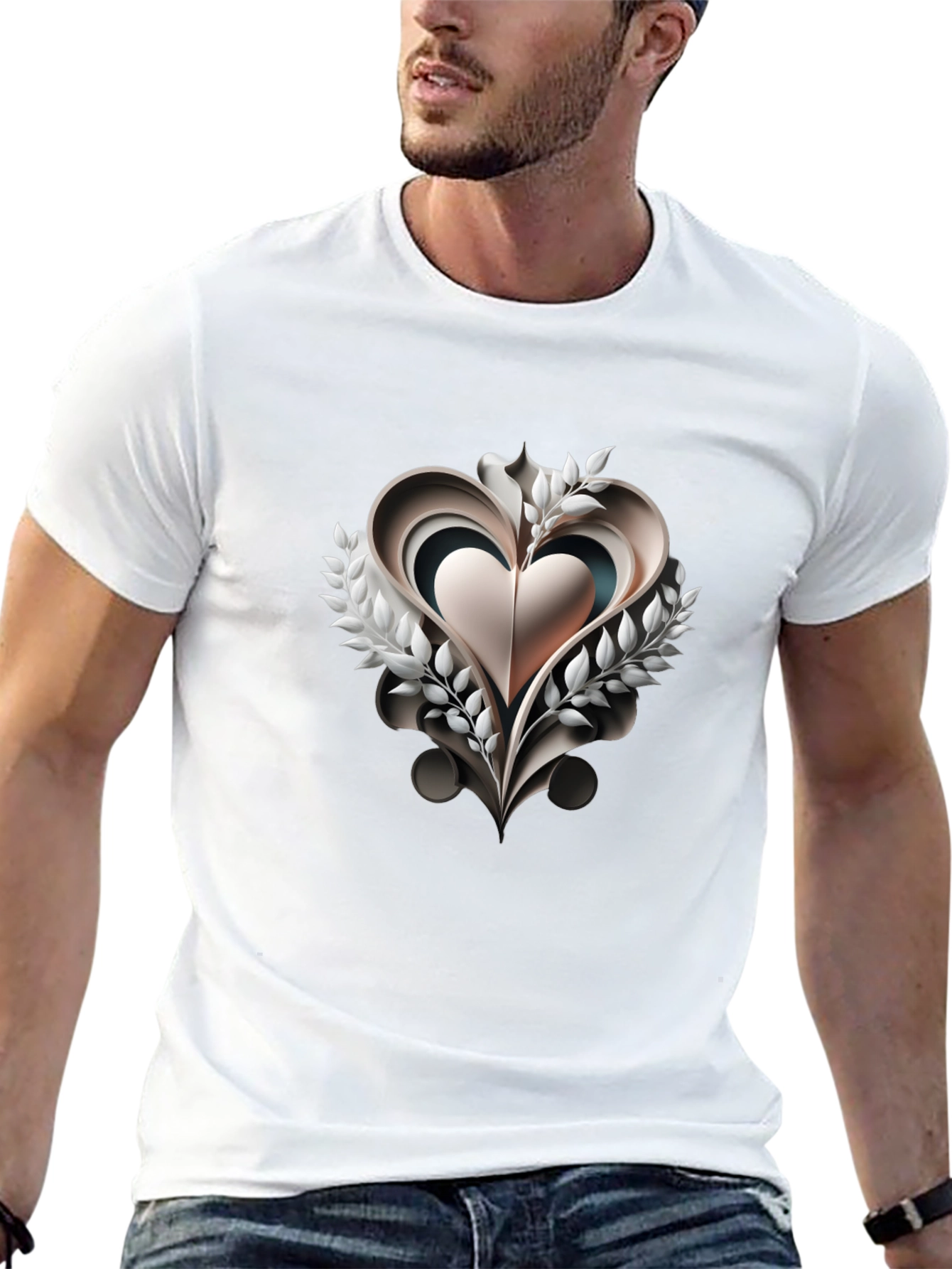 Abstract Heart Graphic Black T-Shirt