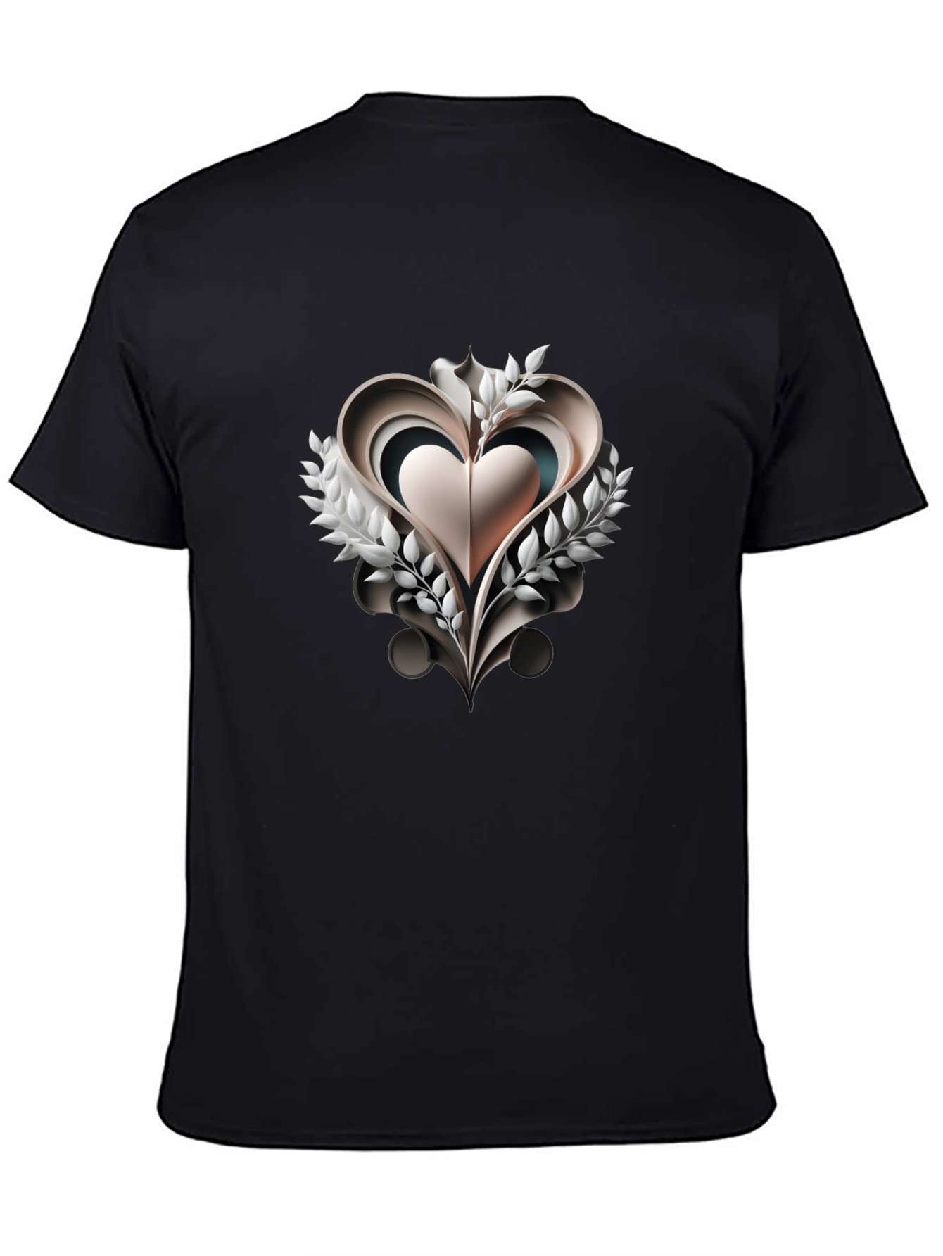 Abstract Heart Graphic Black T-Shirt
