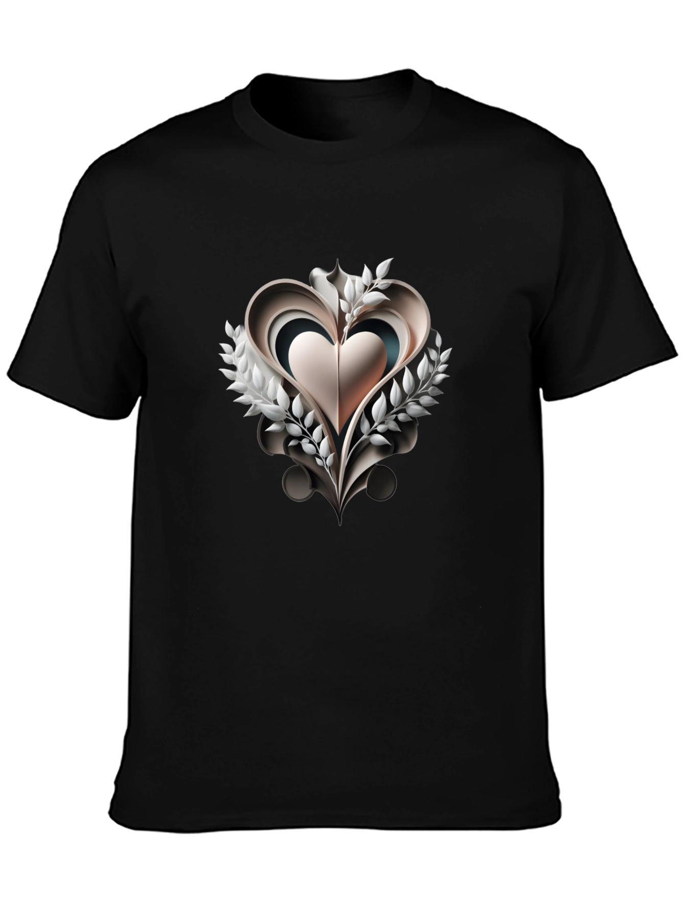Abstract Heart Graphic Black T-Shirt