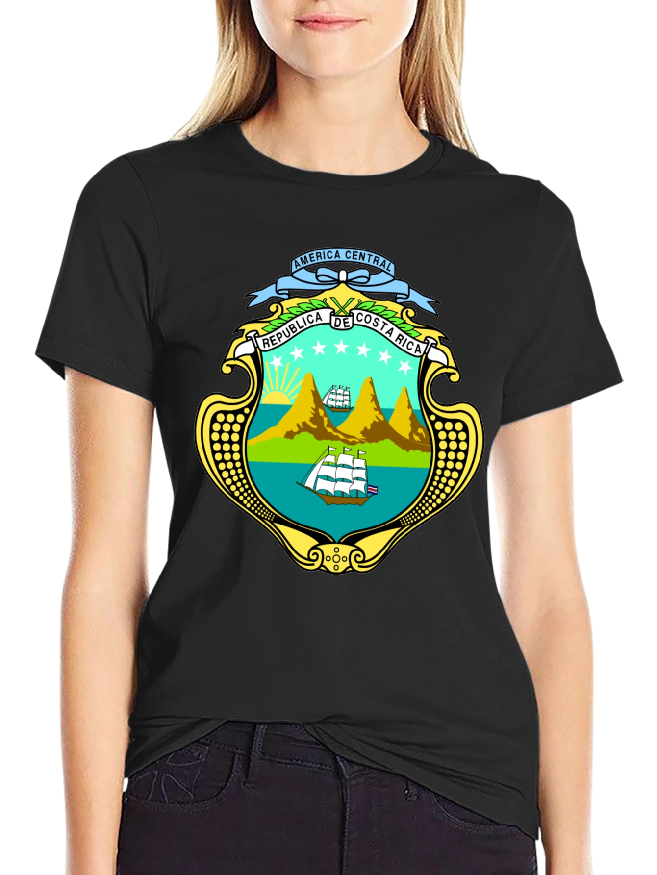 Costa Rica Emblem Black T-Shirt