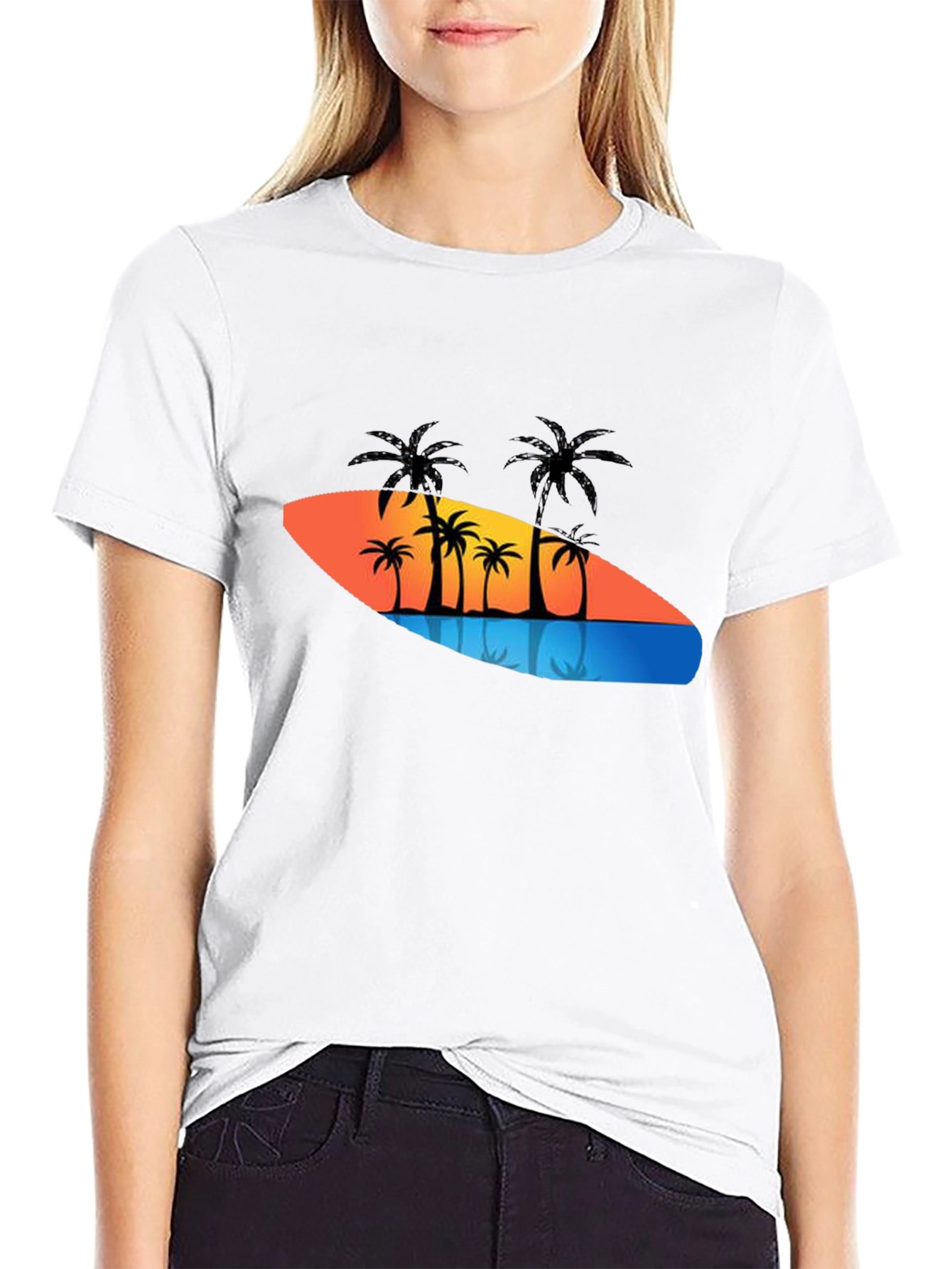 Tropical Palm Tree Sunset Graphic Tee