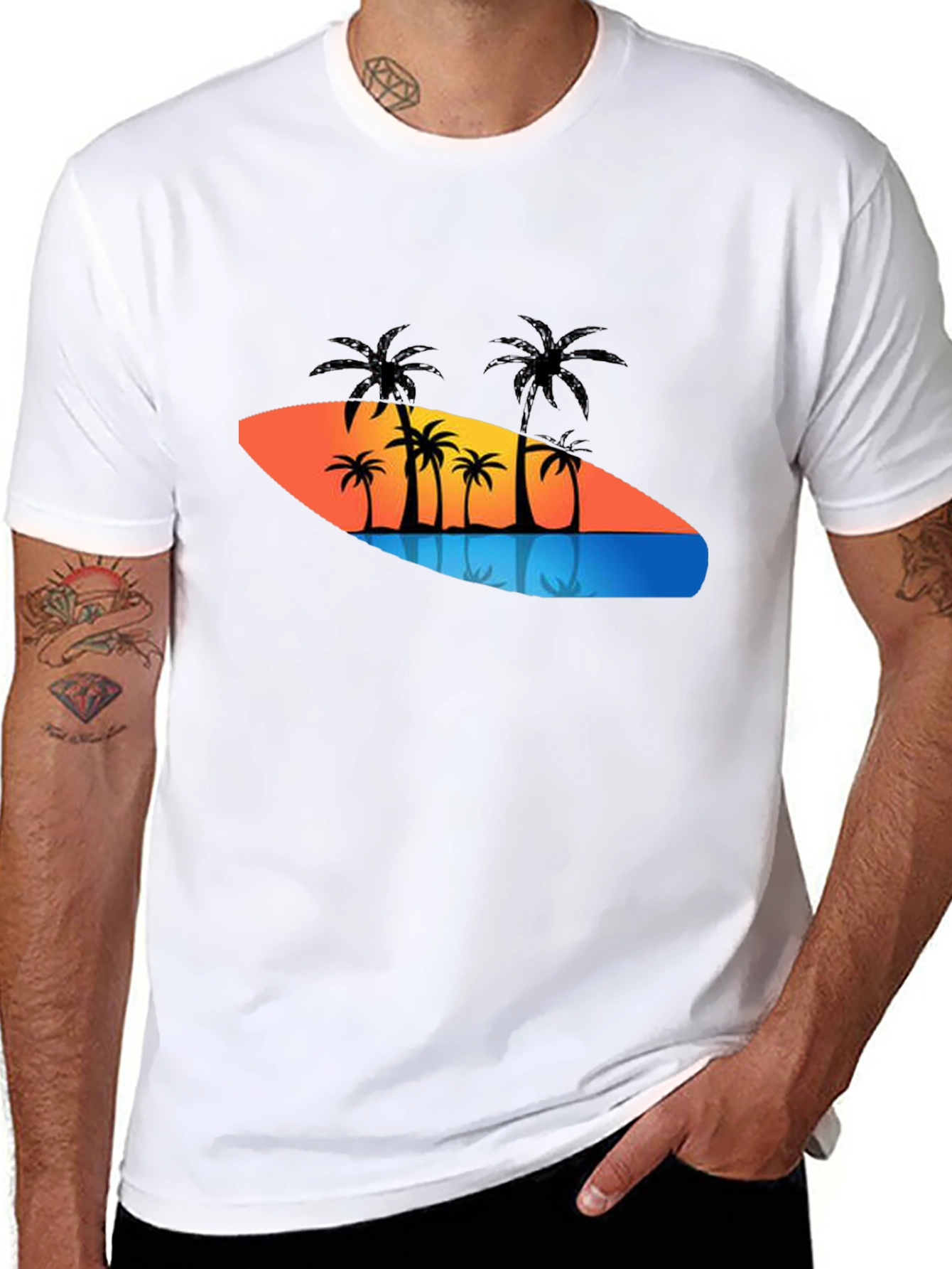 Tropical Palm Tree Sunset Graphic Tee