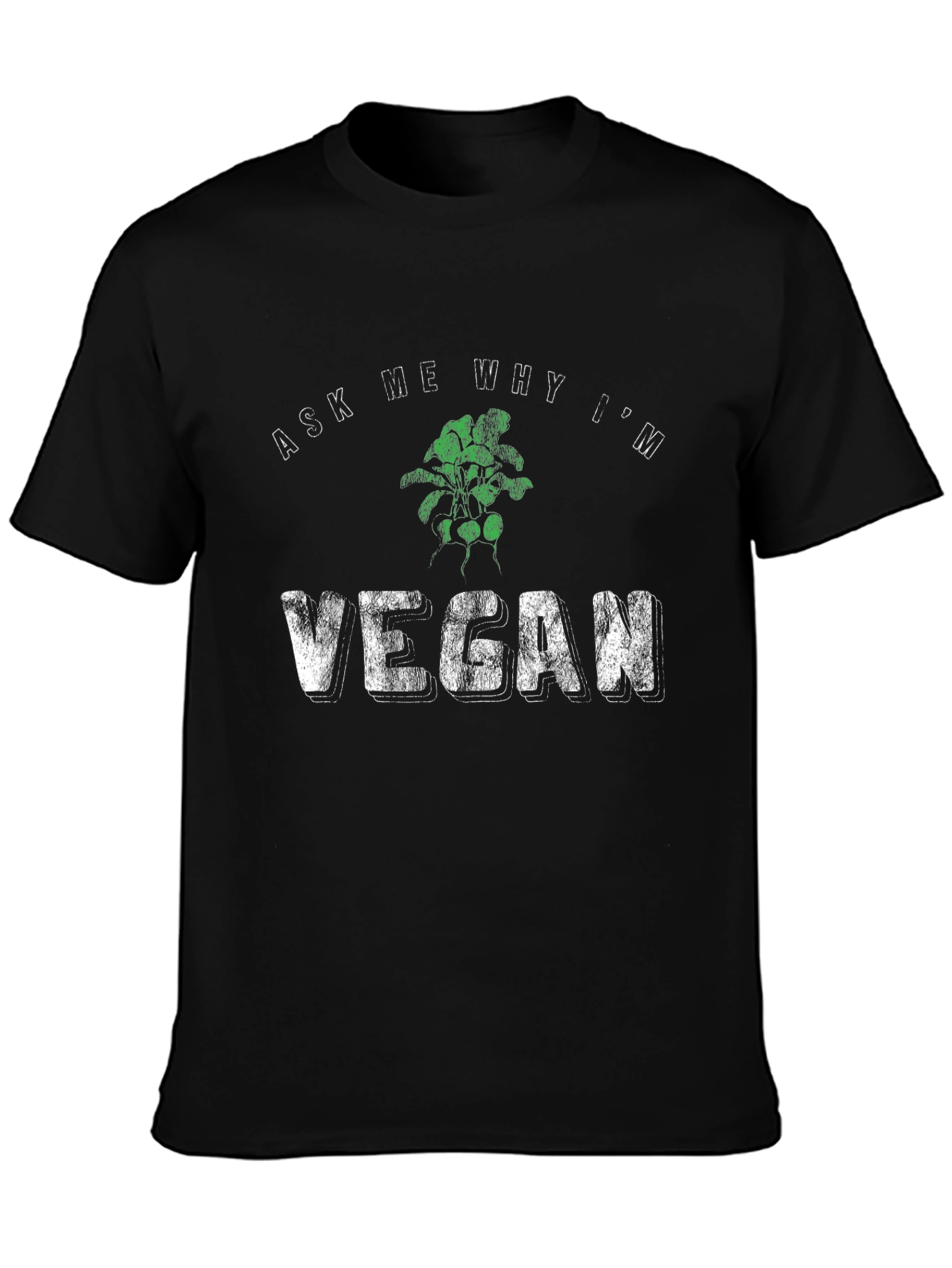 Ask Me Why Im Vegan Graphic Tee - Black