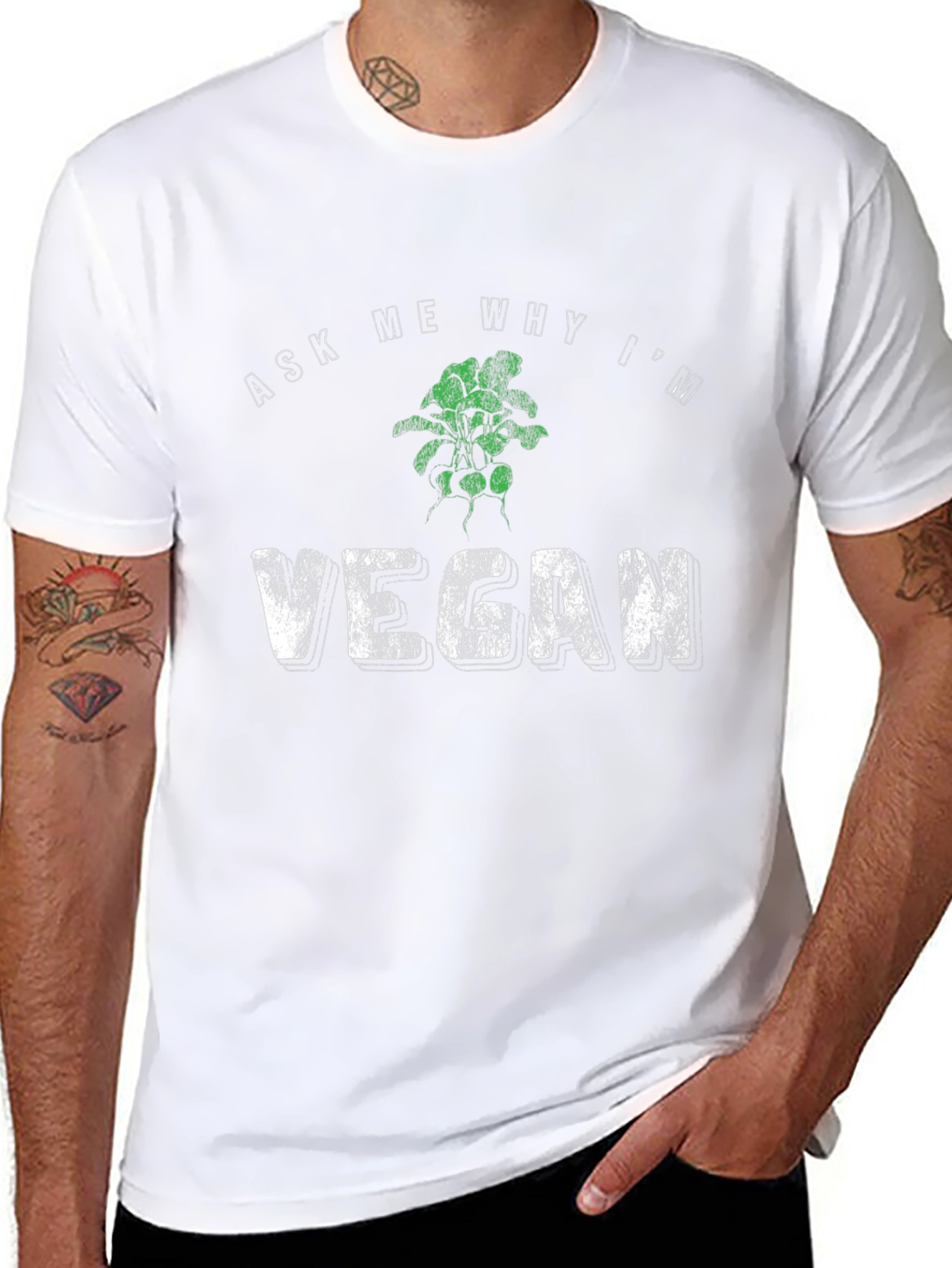Ask Me Why Im Vegan Graphic Tee - Black