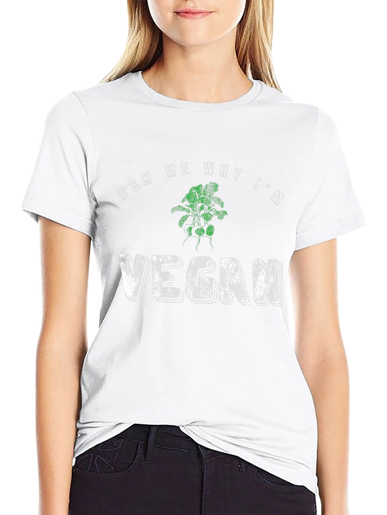 Ask Me Why Im Vegan Graphic Tee - Black
