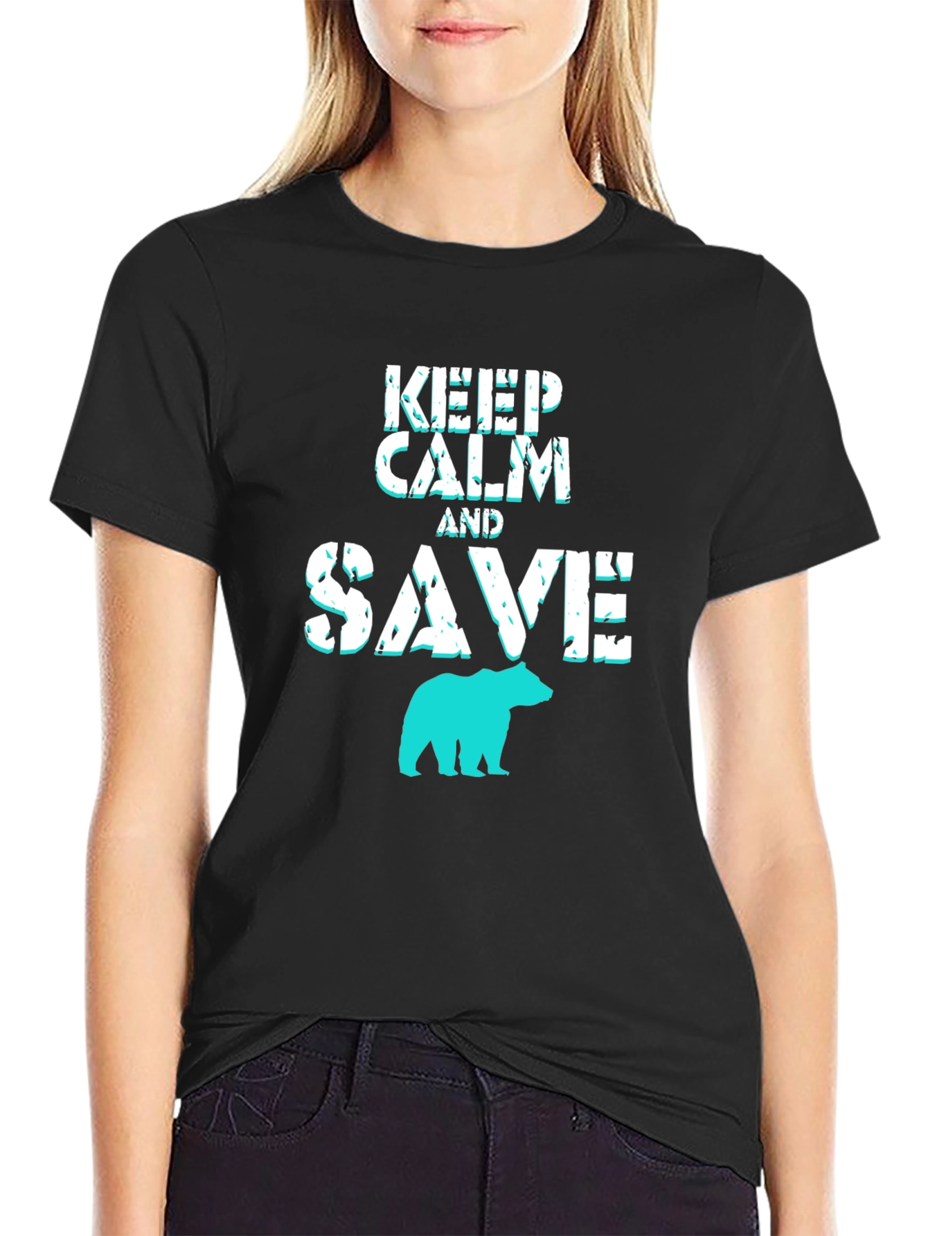 Keep Calm and Save Bears Black Graphic Tee