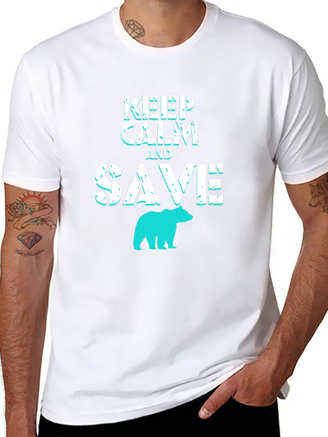Keep Calm and Save Bears Black Graphic Tee