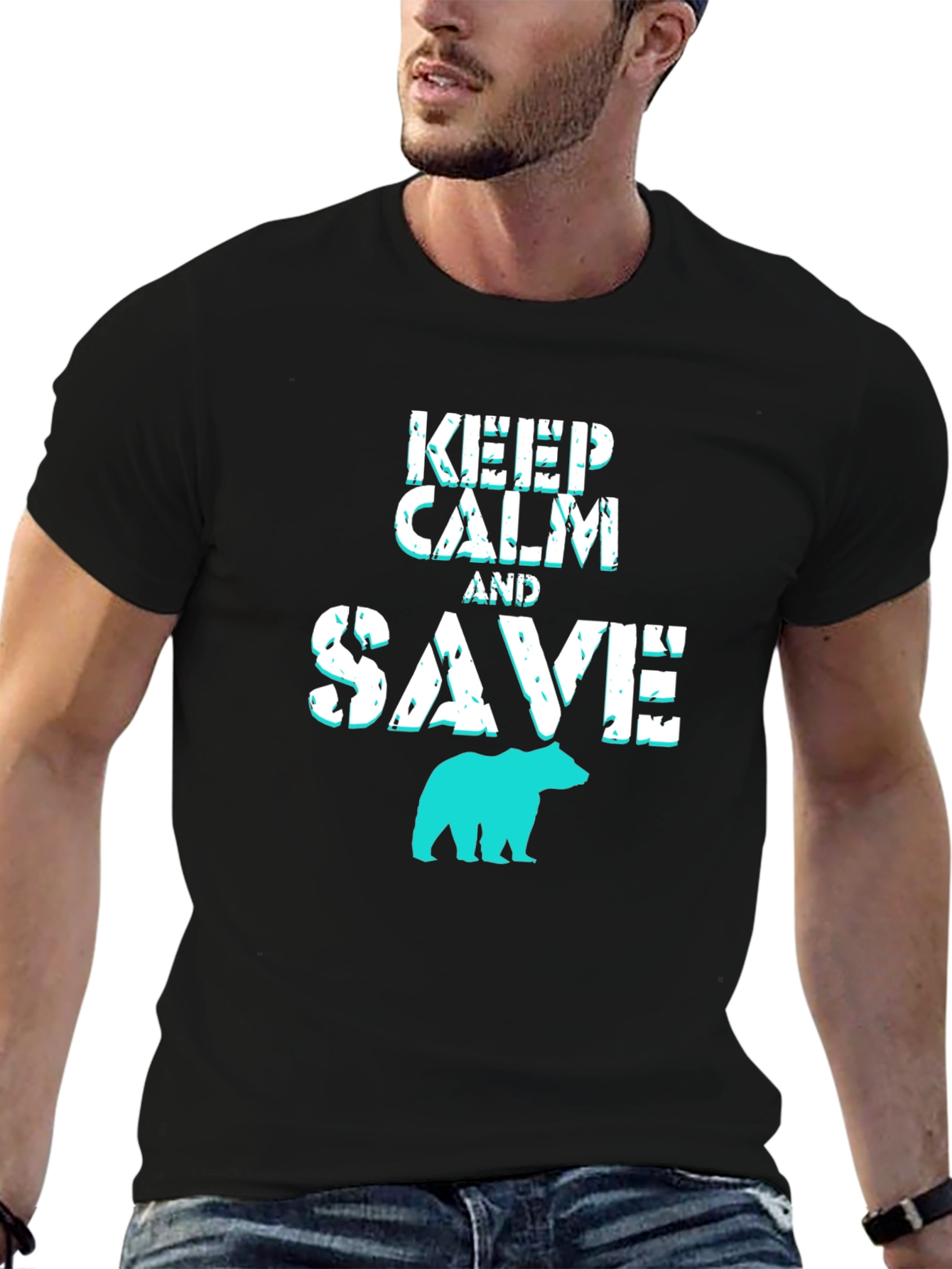 Keep Calm and Save Bears Black Graphic Tee