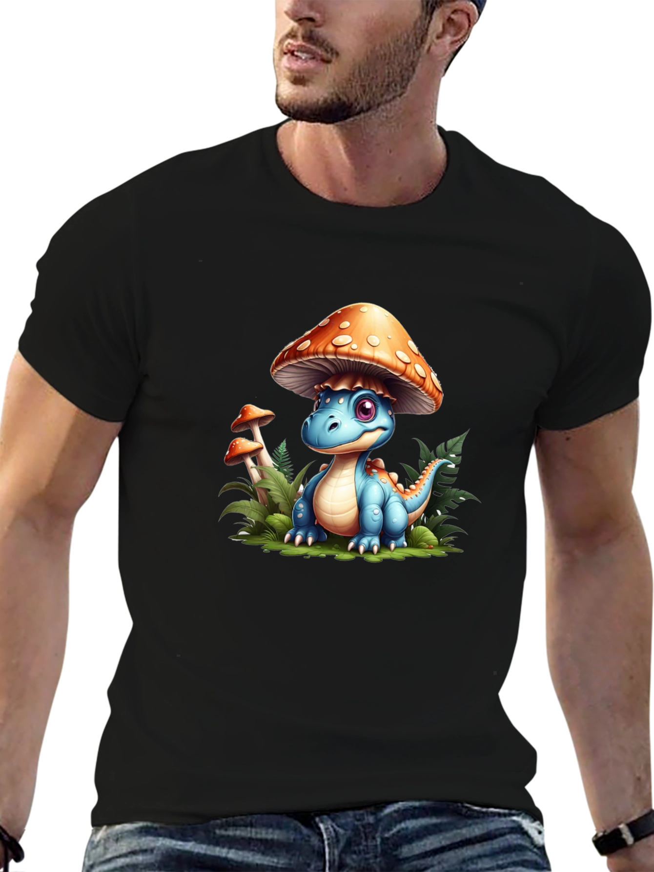 Cute Dino Mushroom Tee - Unique Graphic T-Shirt