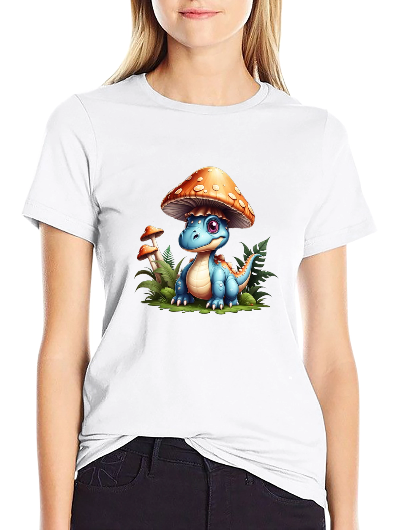 Cute Dino Mushroom Tee - Unique Graphic T-Shirt