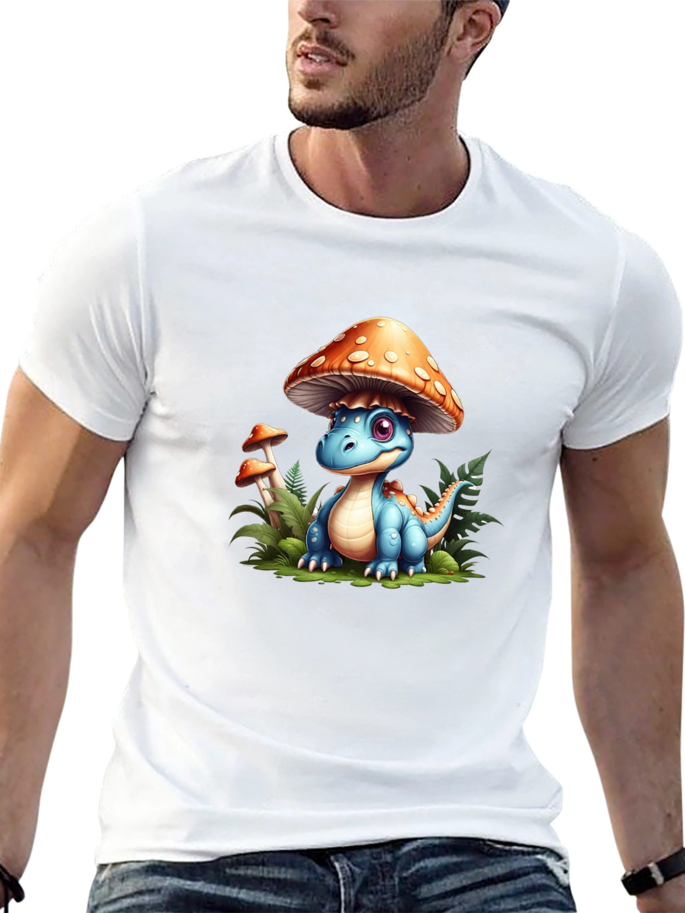 Cute Dino Mushroom Tee - Unique Graphic T-Shirt
