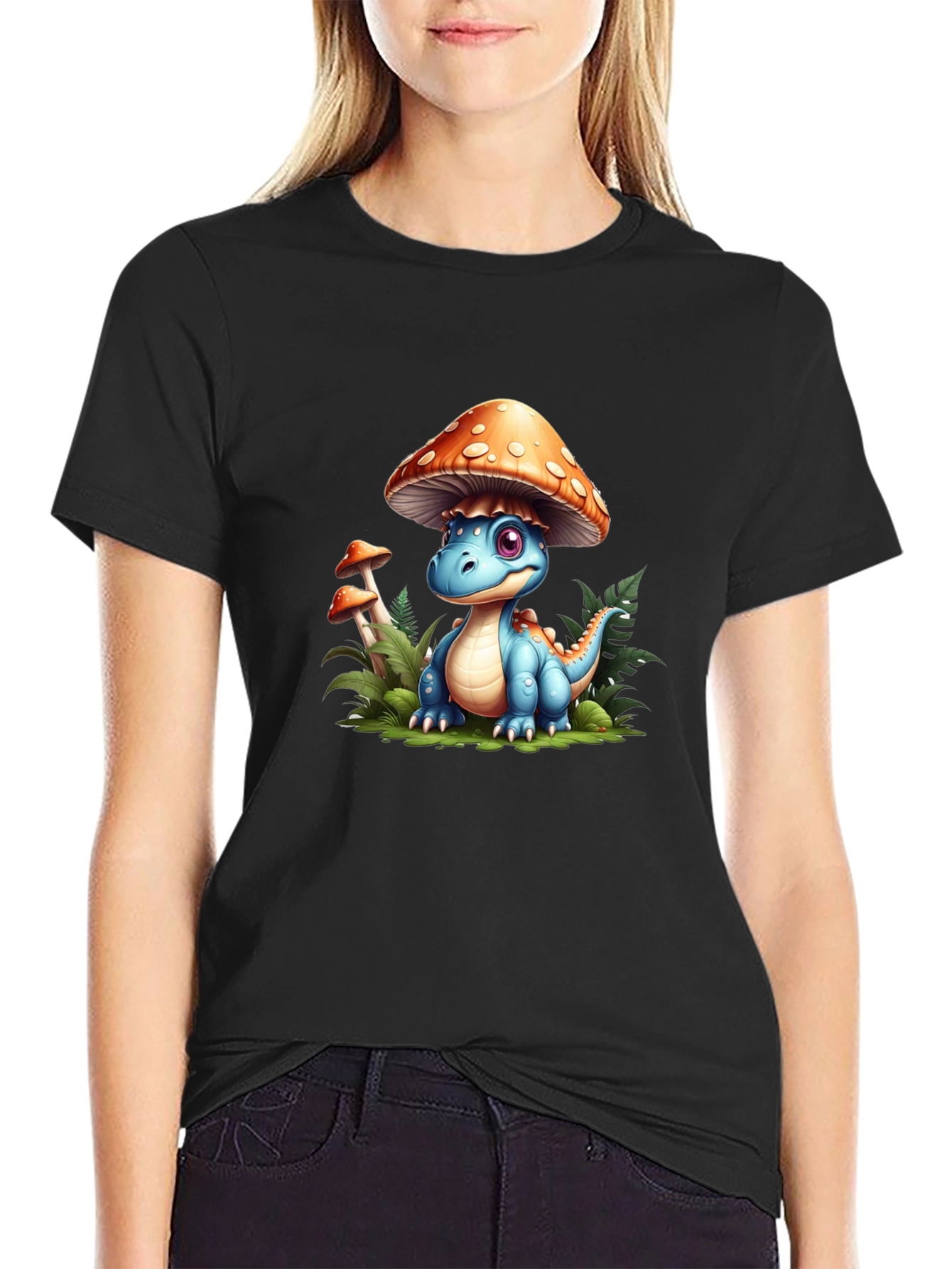 Cute Dino Mushroom Tee - Unique Graphic T-Shirt
