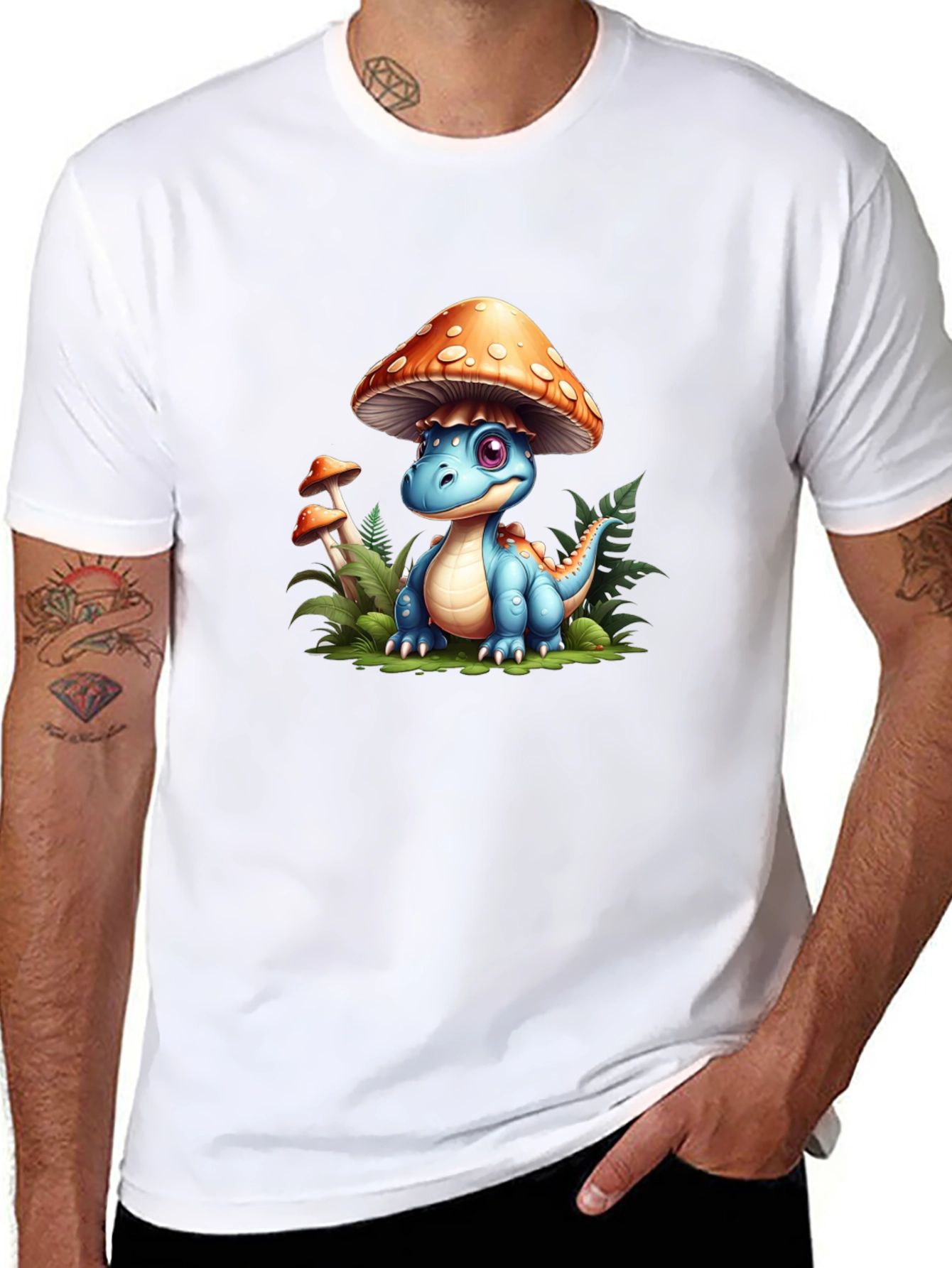 Cute Dino Mushroom Tee - Unique Graphic T-Shirt