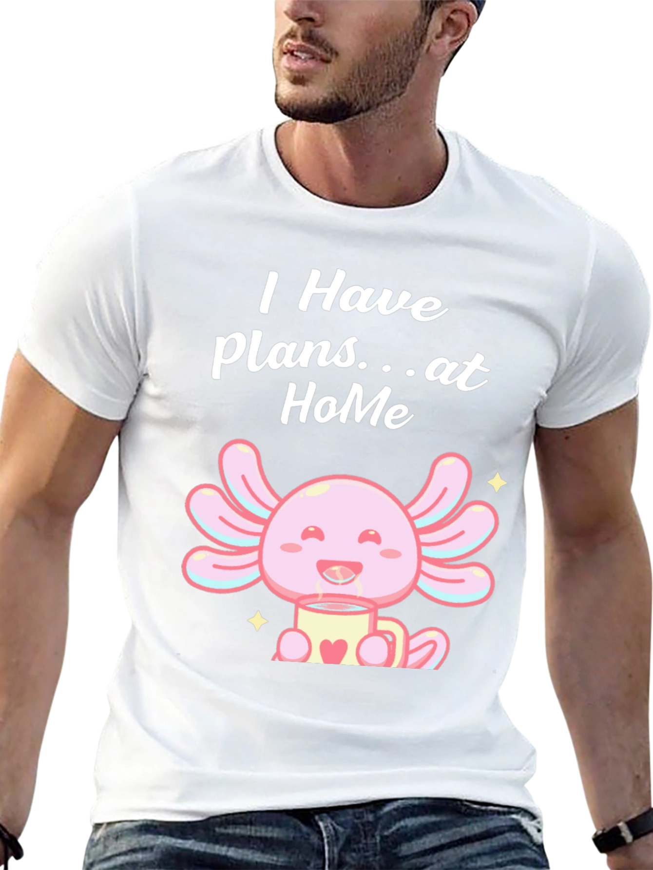 Cute Axolotl Plans at Home Black T-Shirt