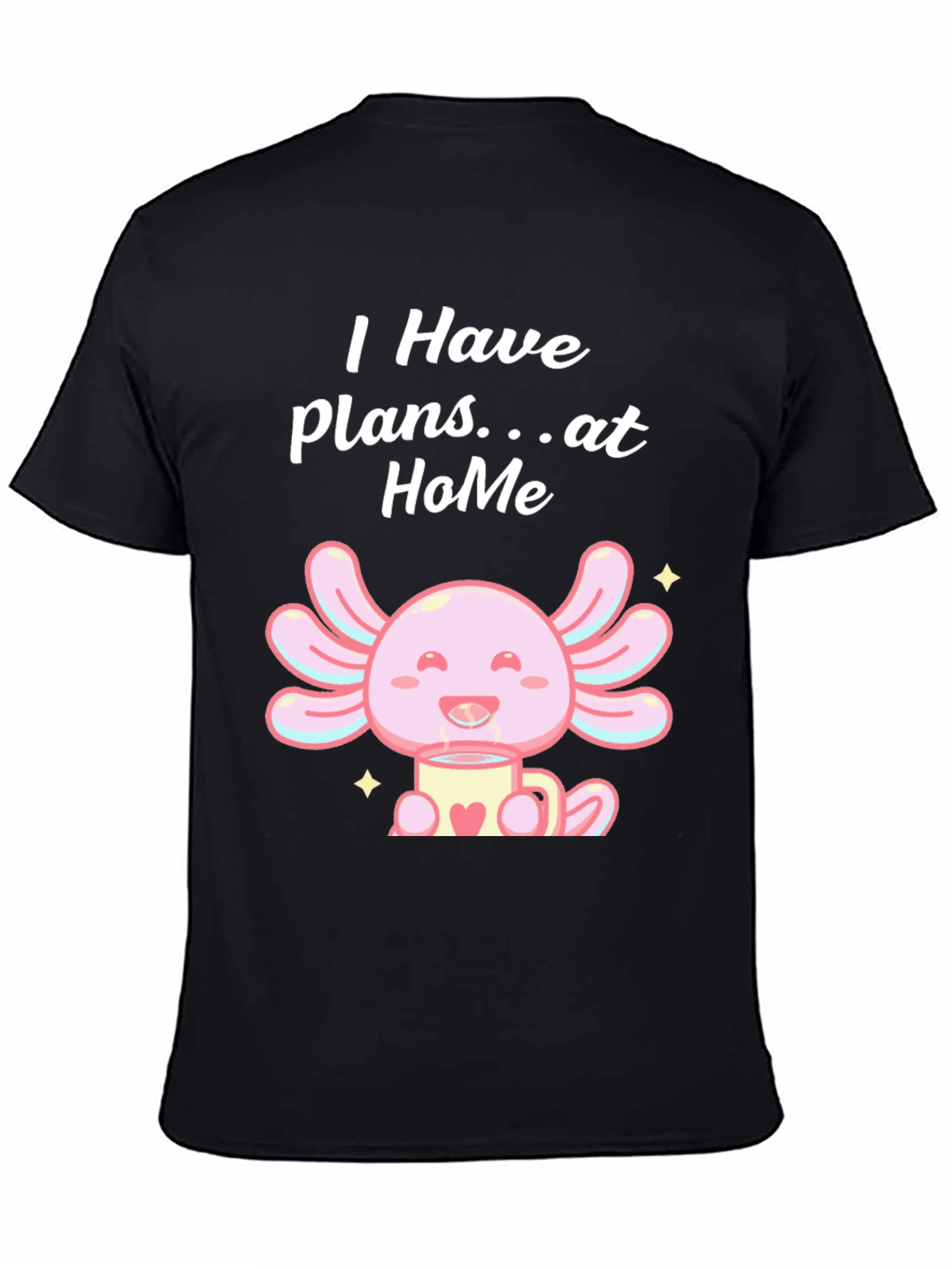 Cute Axolotl Plans at Home Black T-Shirt