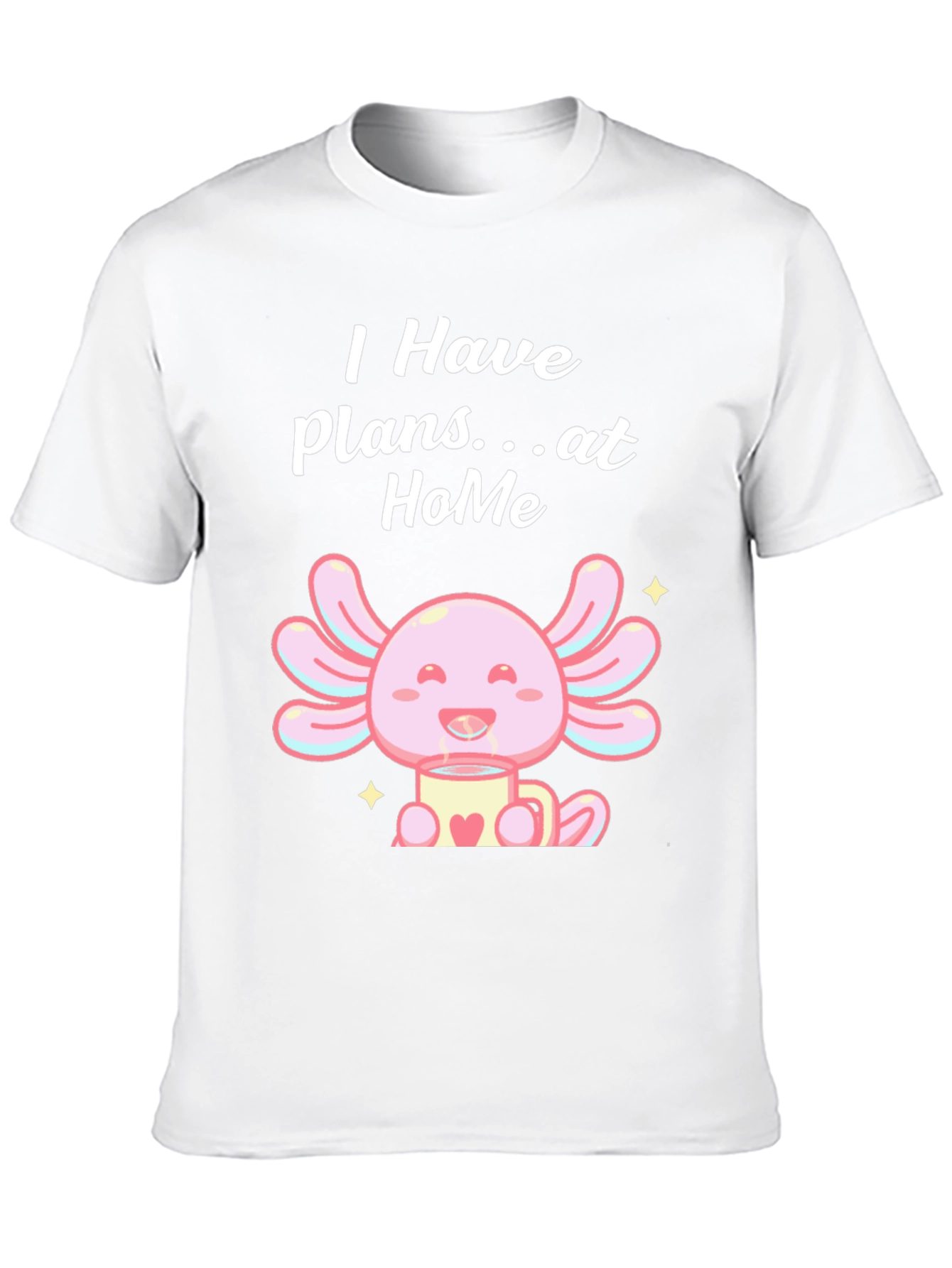 Cute Axolotl Plans at Home Black T-Shirt