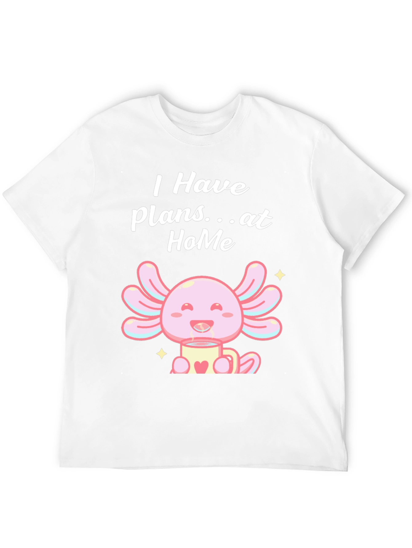 Cute Axolotl Plans at Home Black T-Shirt