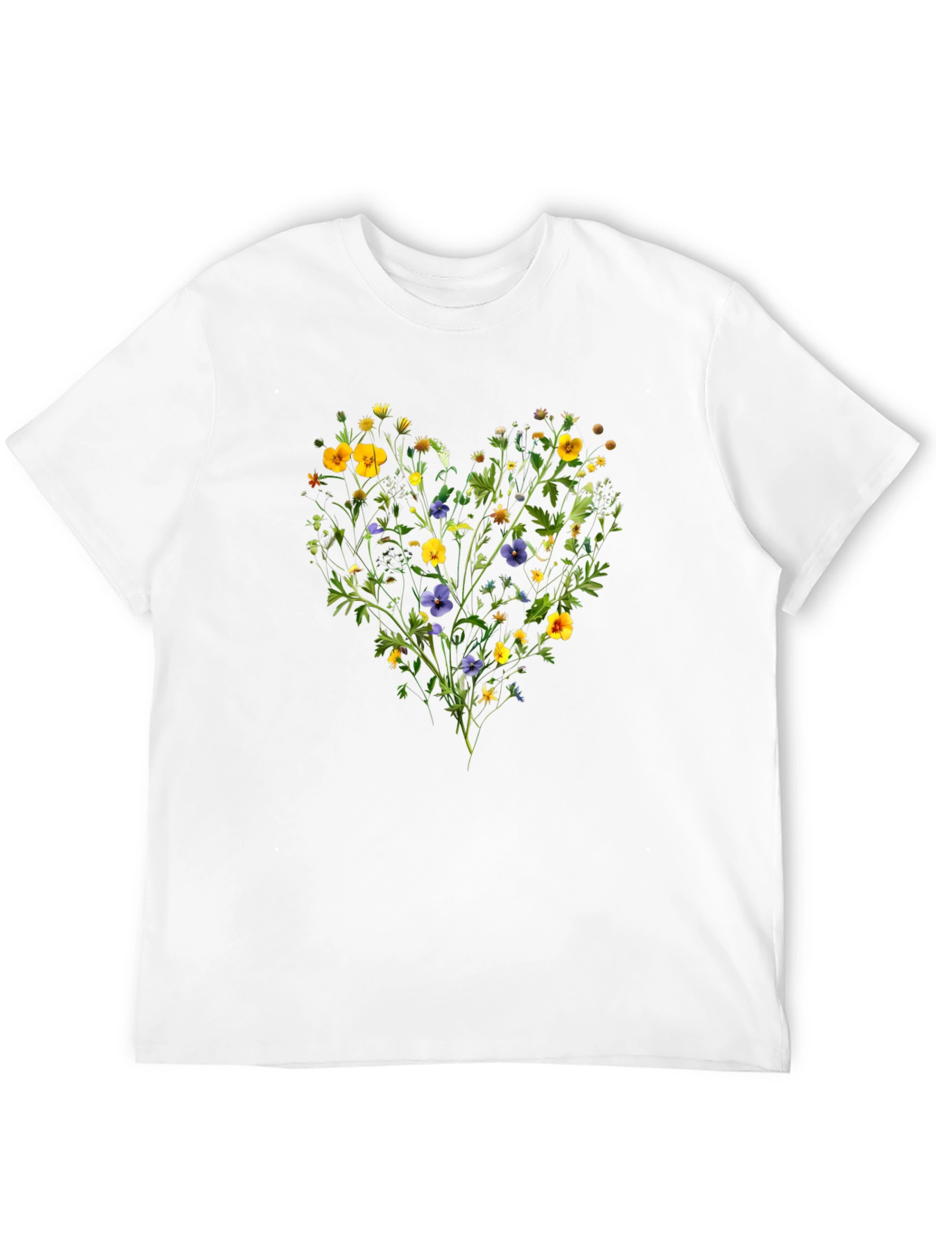 Floral Heart Graphic Black T-Shirt