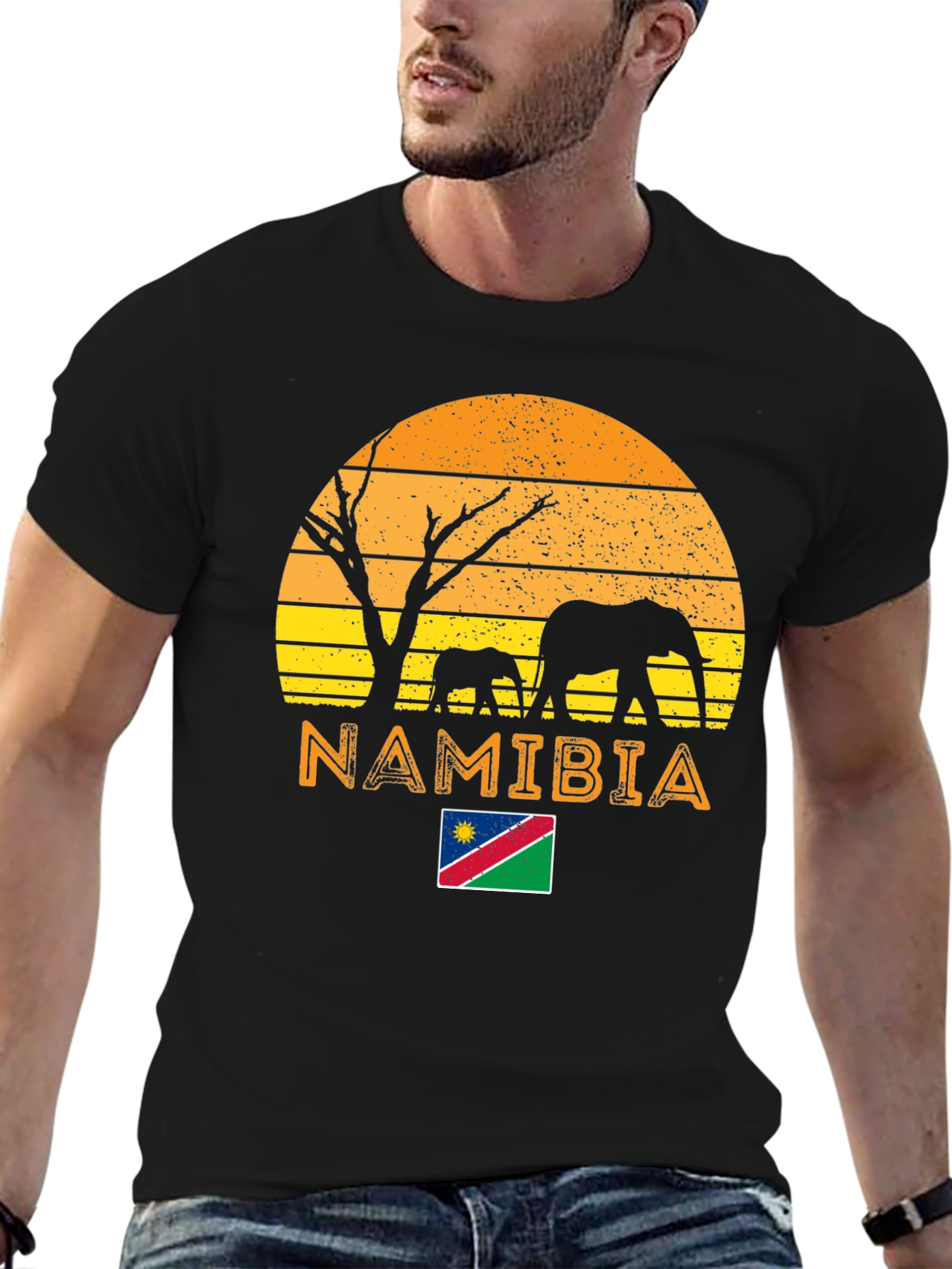 Namibia Africa Sunset Elephant Graphic T-Shirt
