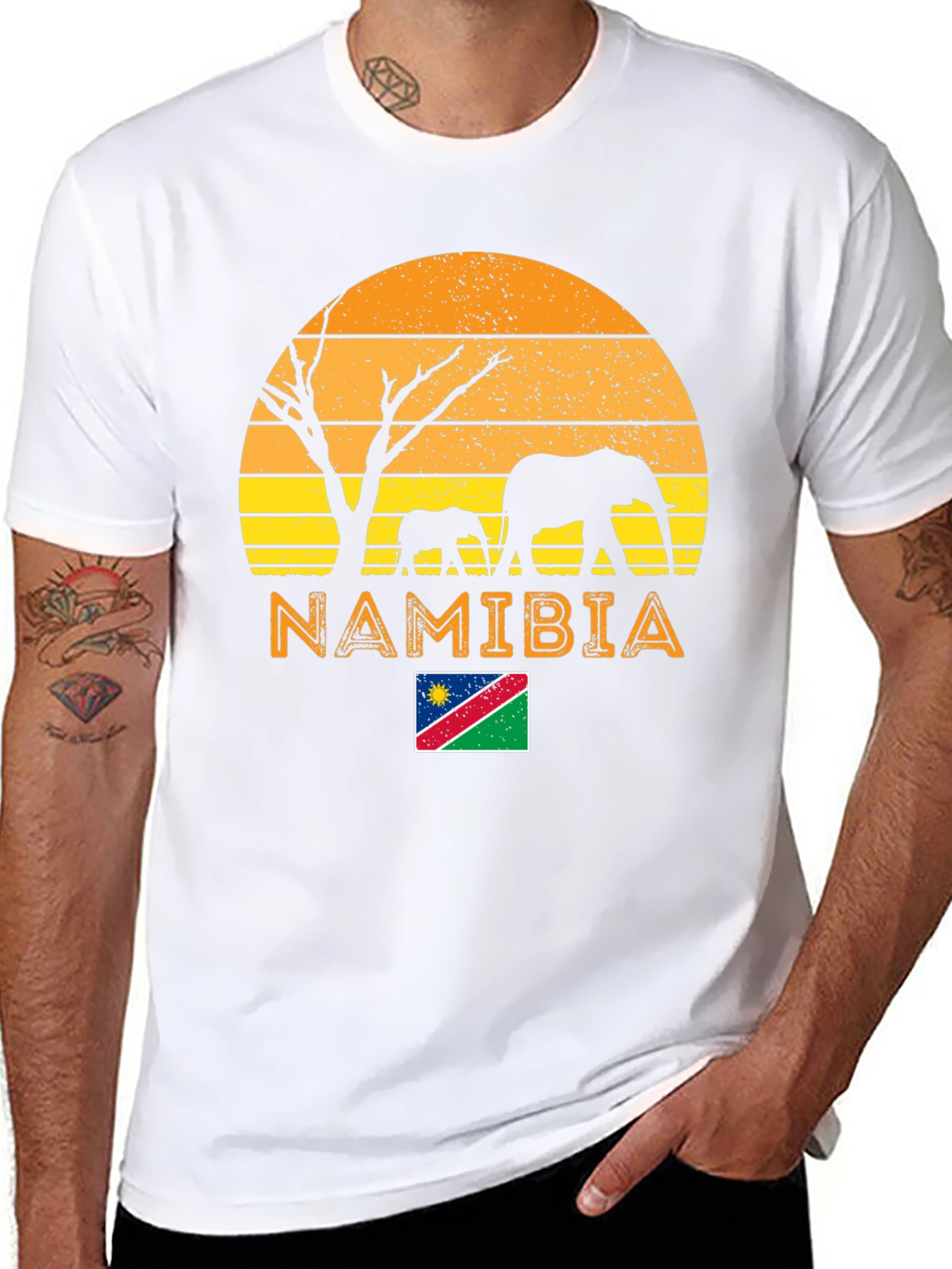 Namibia Africa Sunset Elephant Graphic T-Shirt