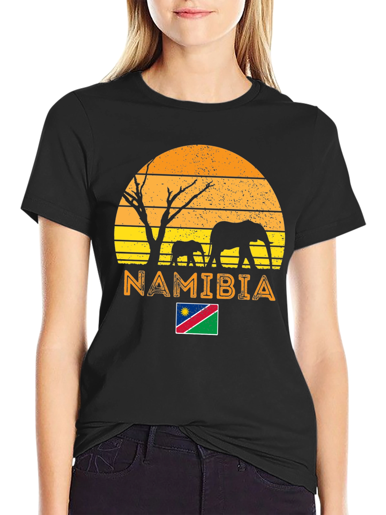 Namibia Africa Sunset Elephant Graphic T-Shirt