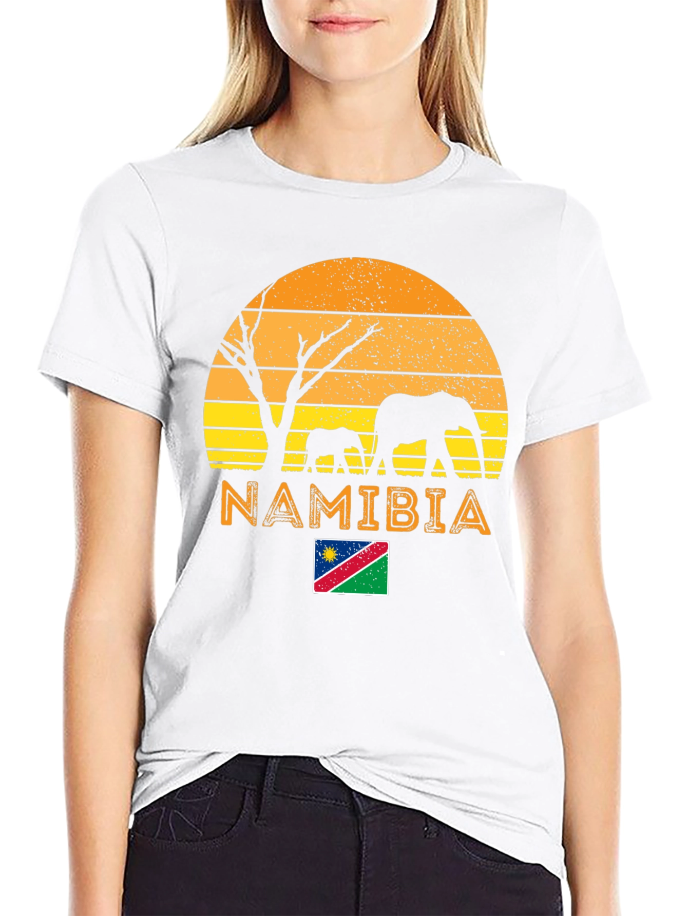 Namibia Africa Sunset Elephant Graphic T-Shirt