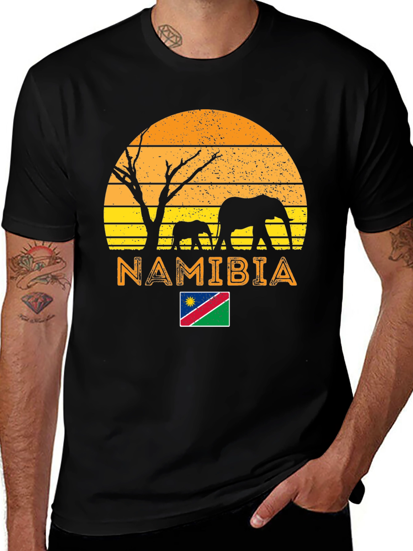 Namibia Africa Sunset Elephant Graphic T-Shirt